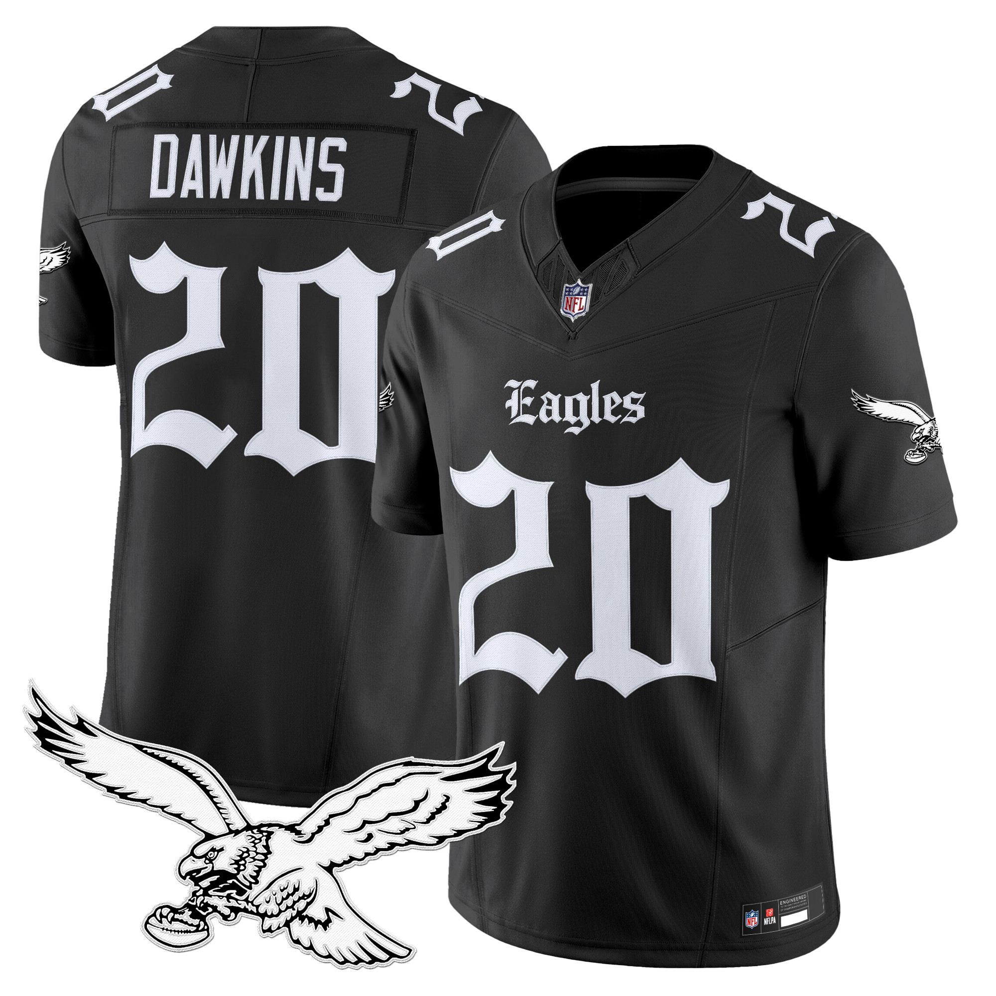 Brian Dawkins Men's Philadelphia Eagles 'Gothic Philly Edition' Vapor Limited Black Jersey - All Stitched