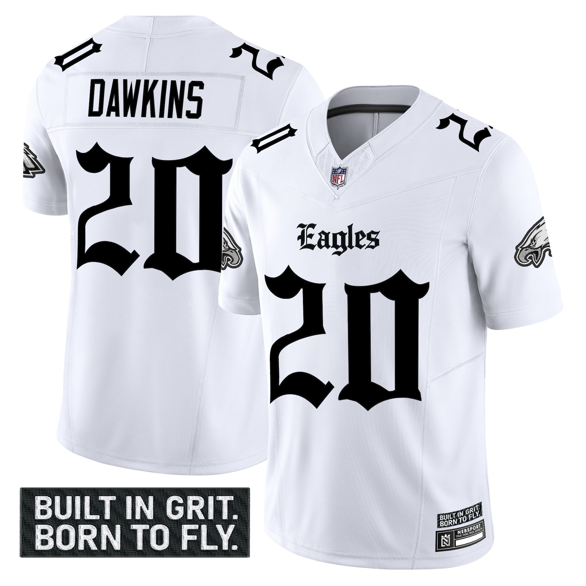 Brian Dawkins Men's Philadelphia Eagles 'Gothic Philly Edition' Vapor Limited White Jersey - All Stitched
