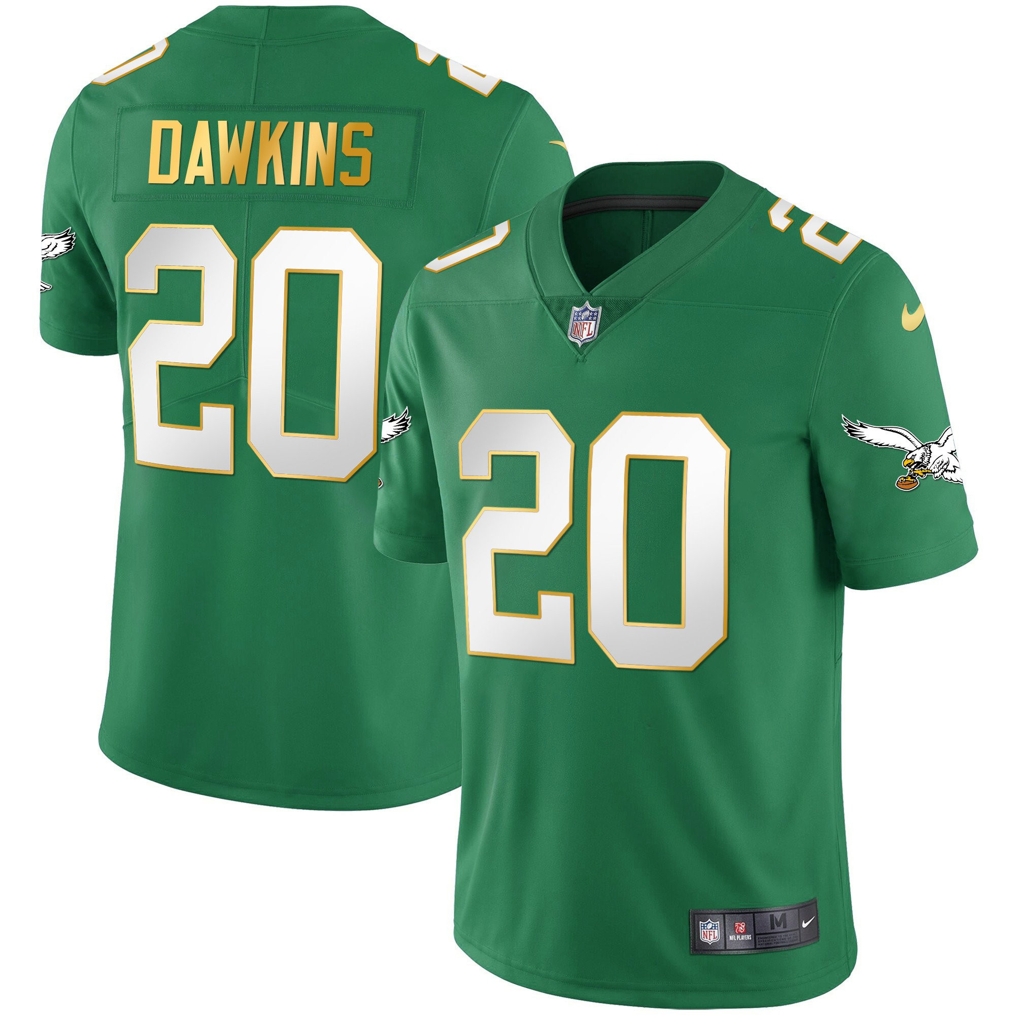 Brian Dawkins Men's Philadelphia Eagles Kelly Green Gold Gold Trim Jersey - All Stitched