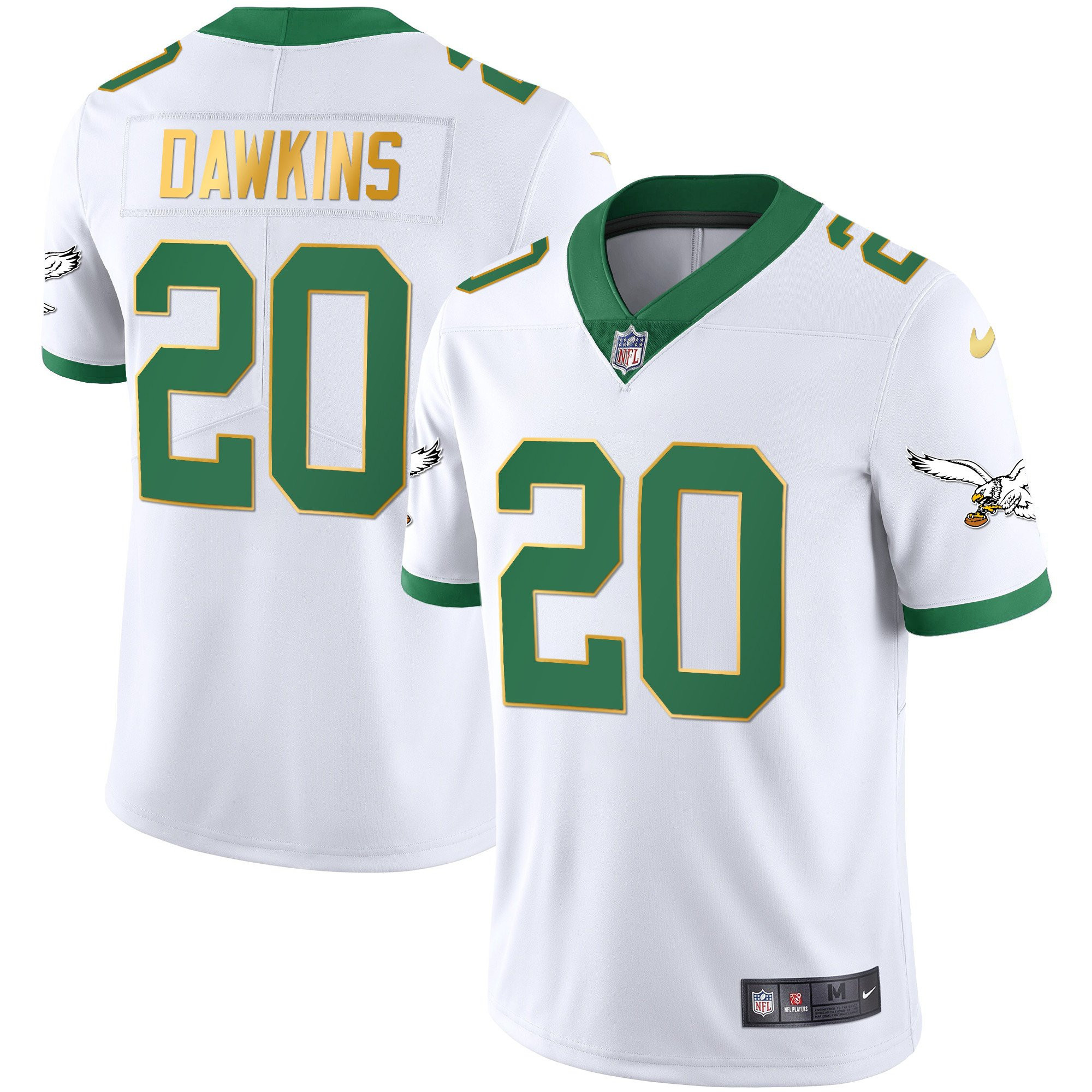Brian Dawkins Men's Philadelphia Eagles Kelly Green Gold White Gold Trim Jersey - All Stitched