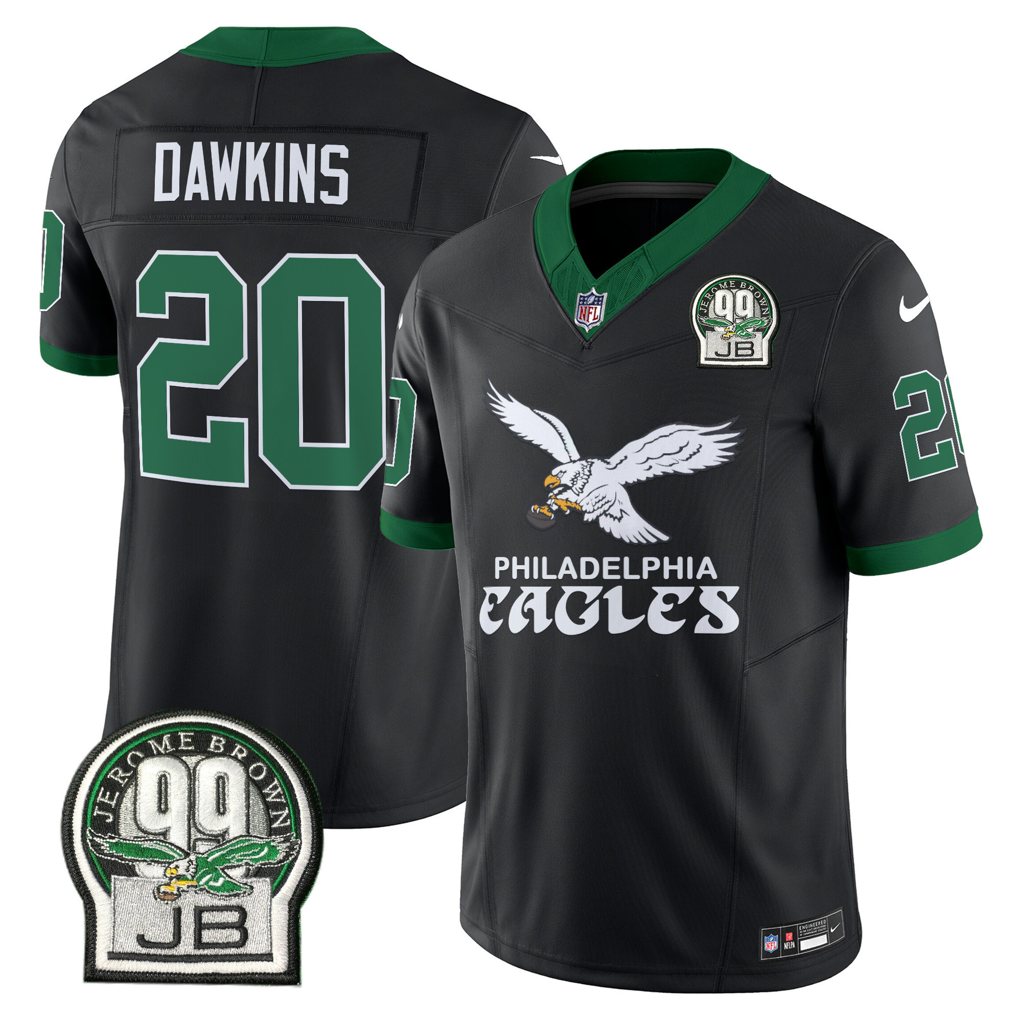 Brian Dawkins Men's Philadelphia Eagles Kelly Green Vapor Limited Black Jersey - All Stitched