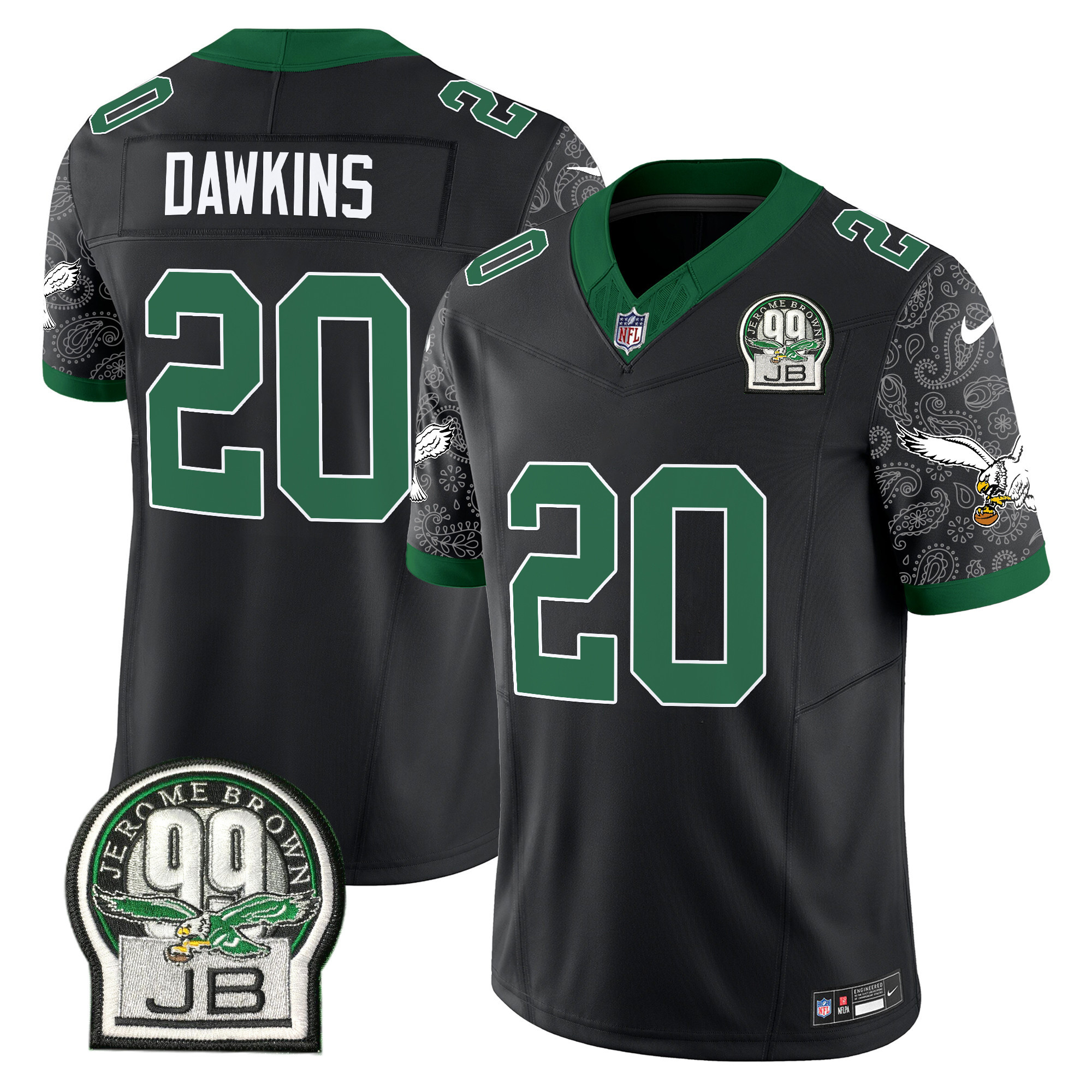 Brian Dawkins Men's Philadelphia Eagles Kelly Green Vapor Limited Black Jersey - All Stitched