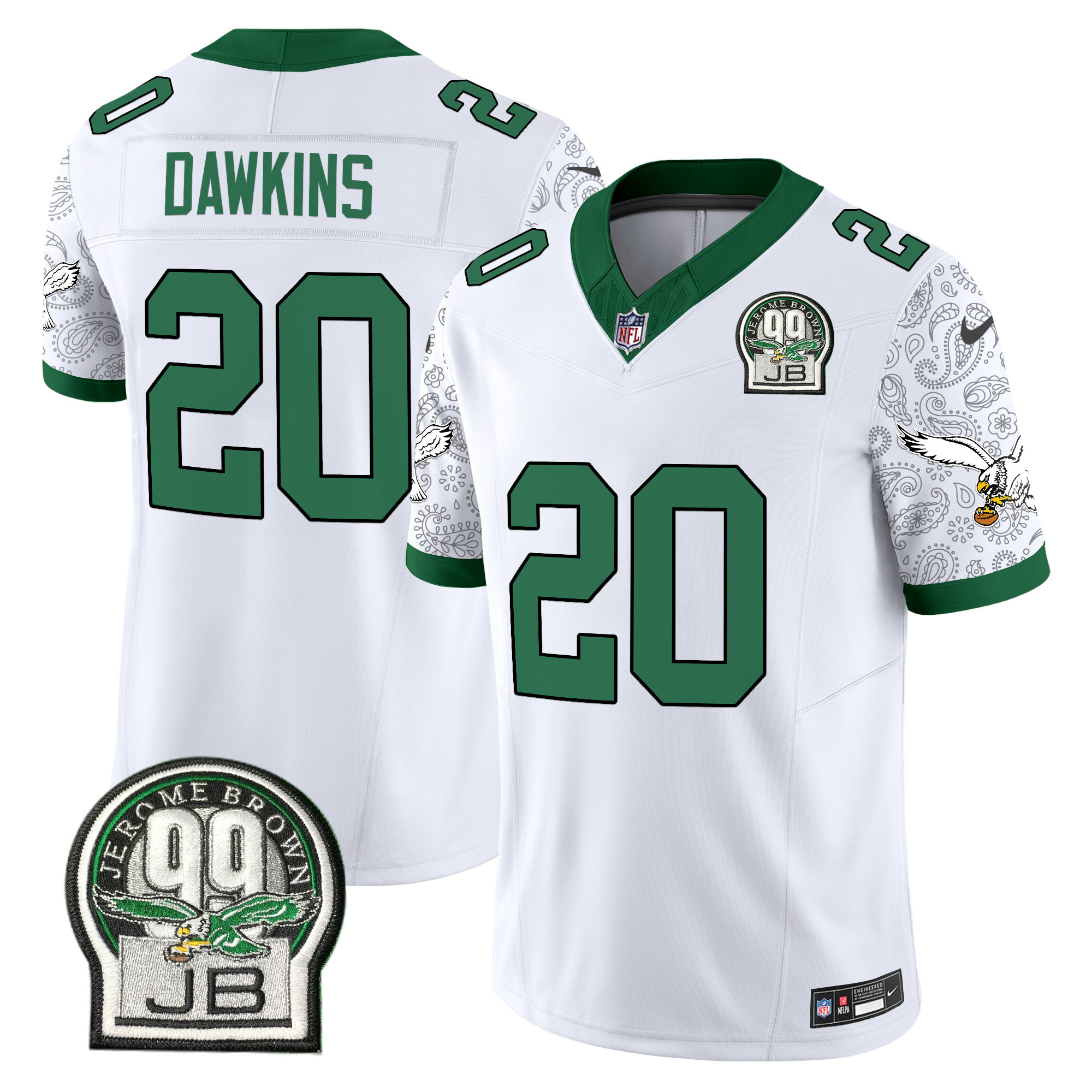 Brian Dawkins Men's Philadelphia Eagles Kelly Green Vapor Limited Kelly White Jersey - All Stitched