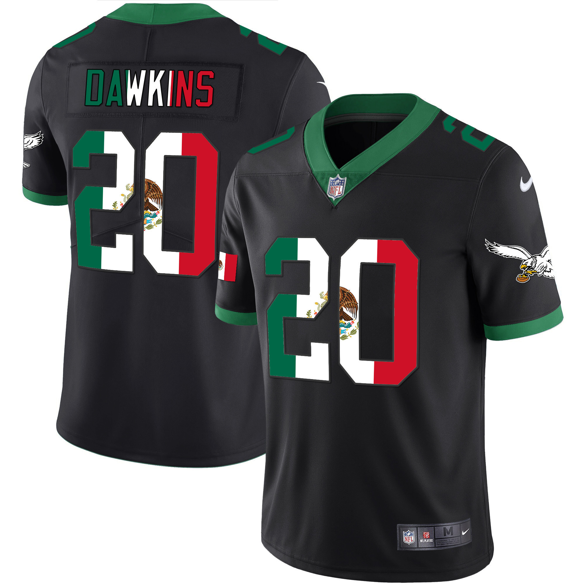 Brian Dawkins Men's Philadelphia Eagles Mexico Gold & Kelly Vapor Kelly Black Jersey - All Stitched