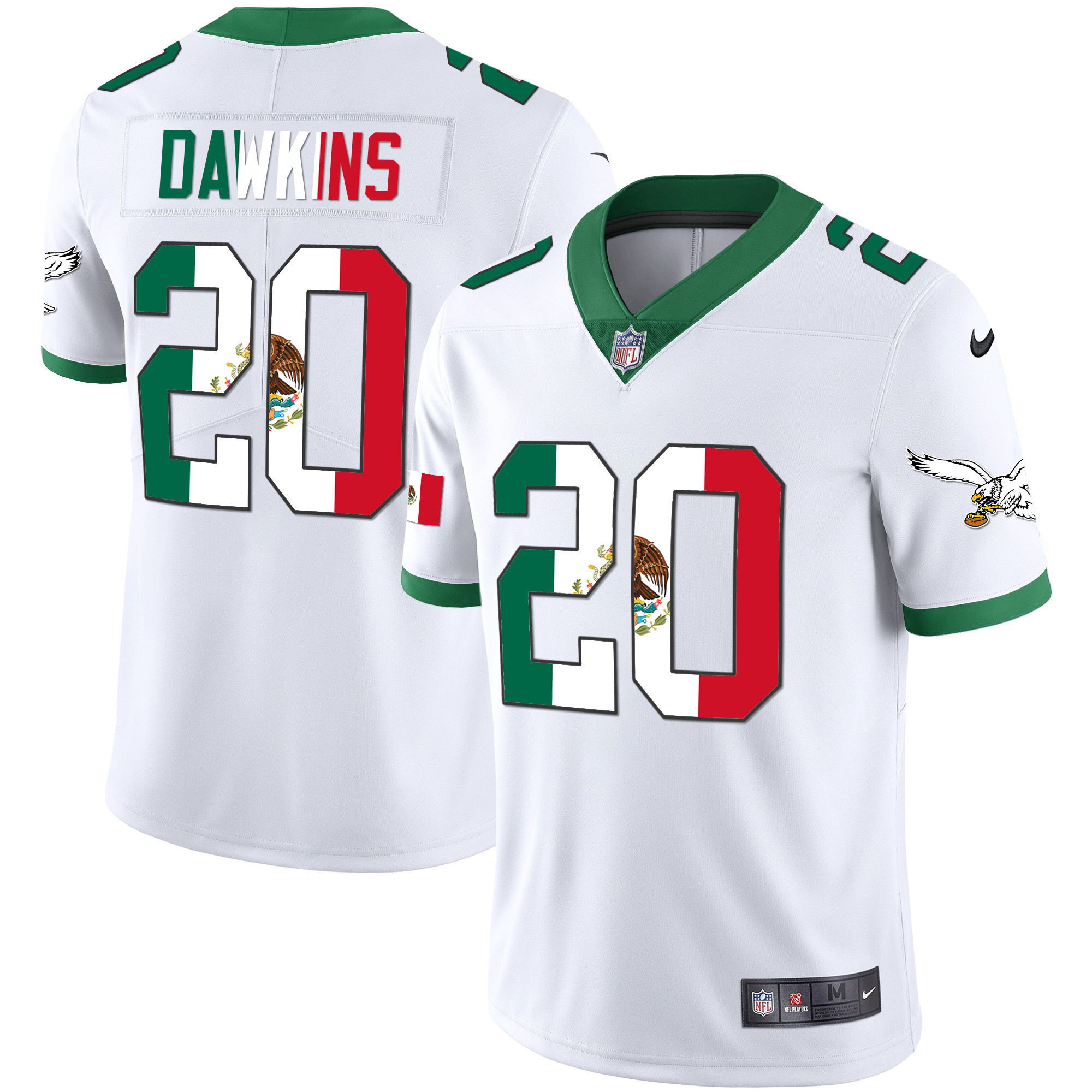 Brian Dawkins Men's Philadelphia Eagles Mexico Gold & Kelly Vapor Kelly White Jersey - All Stitched