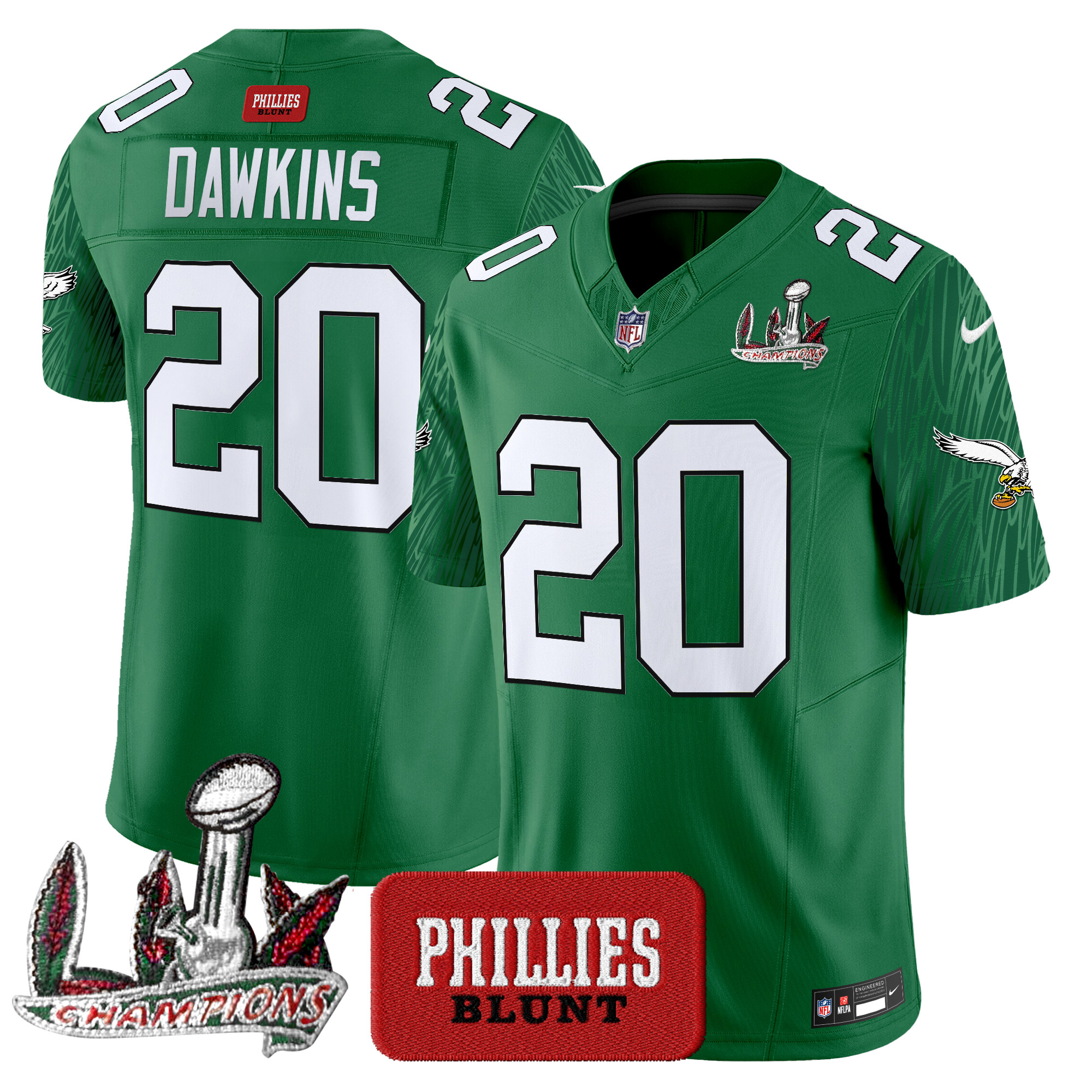 Brian Dawkins Men's Philadelphia Eagles Phillies Blunt Vapor Limited Jersey - Stitched Kelly Green Jersey - All Stitched