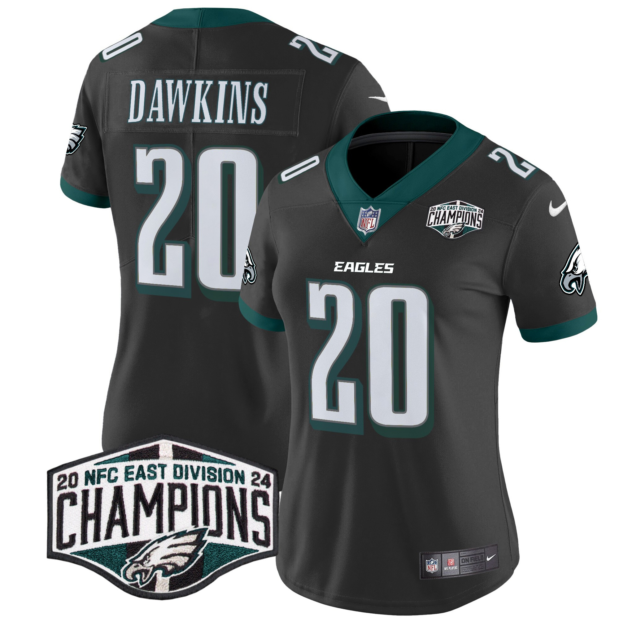 Brian Dawkins Women's Philadelphia Eagles 2024 NFC East Division Champions Vapor Limited Black Jersey - All Stitched