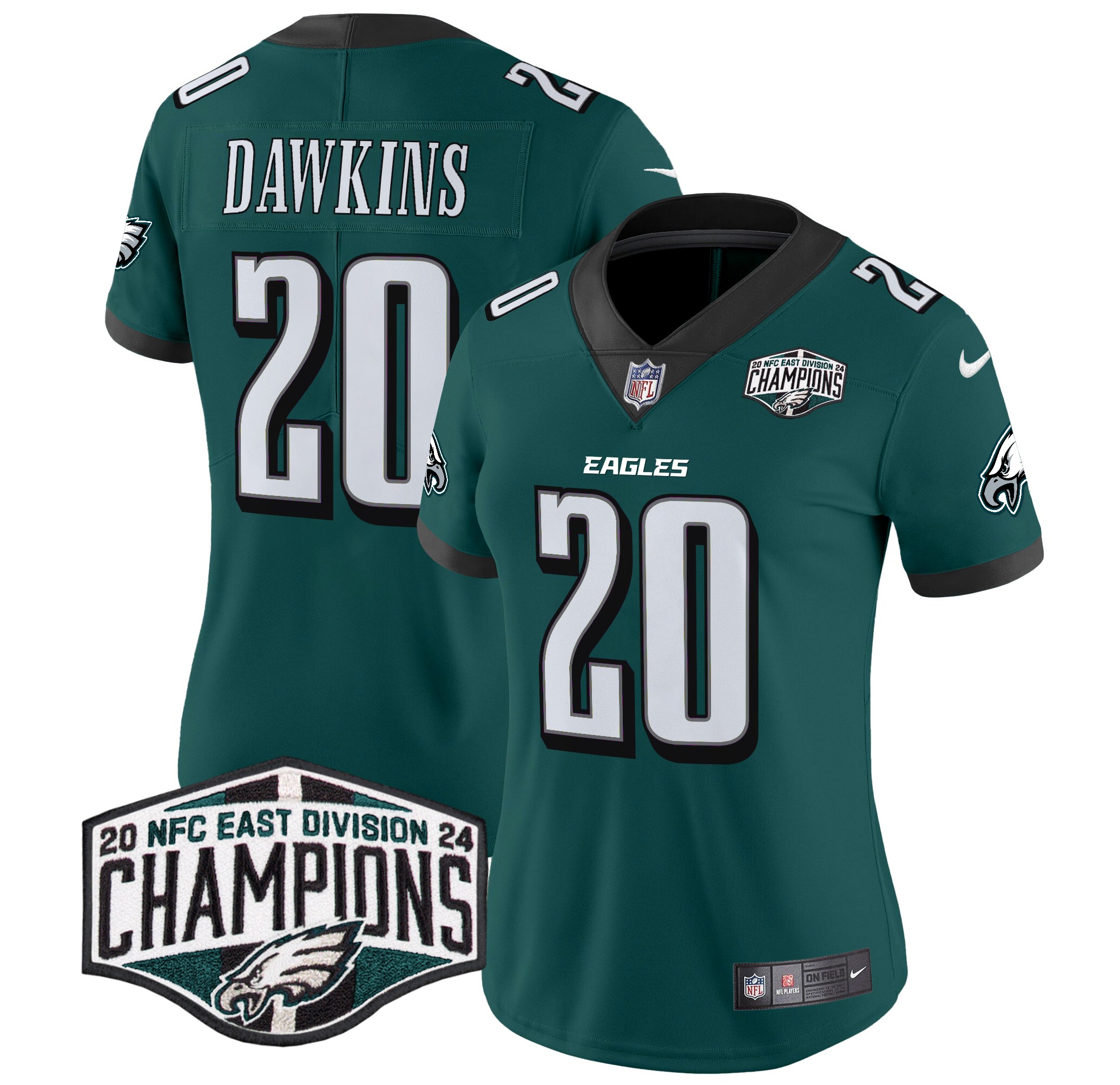 Brian Dawkins Women's Philadelphia Eagles 2024 NFC East Division Champions Vapor Limited Midnight Green Jersey - All Stitched