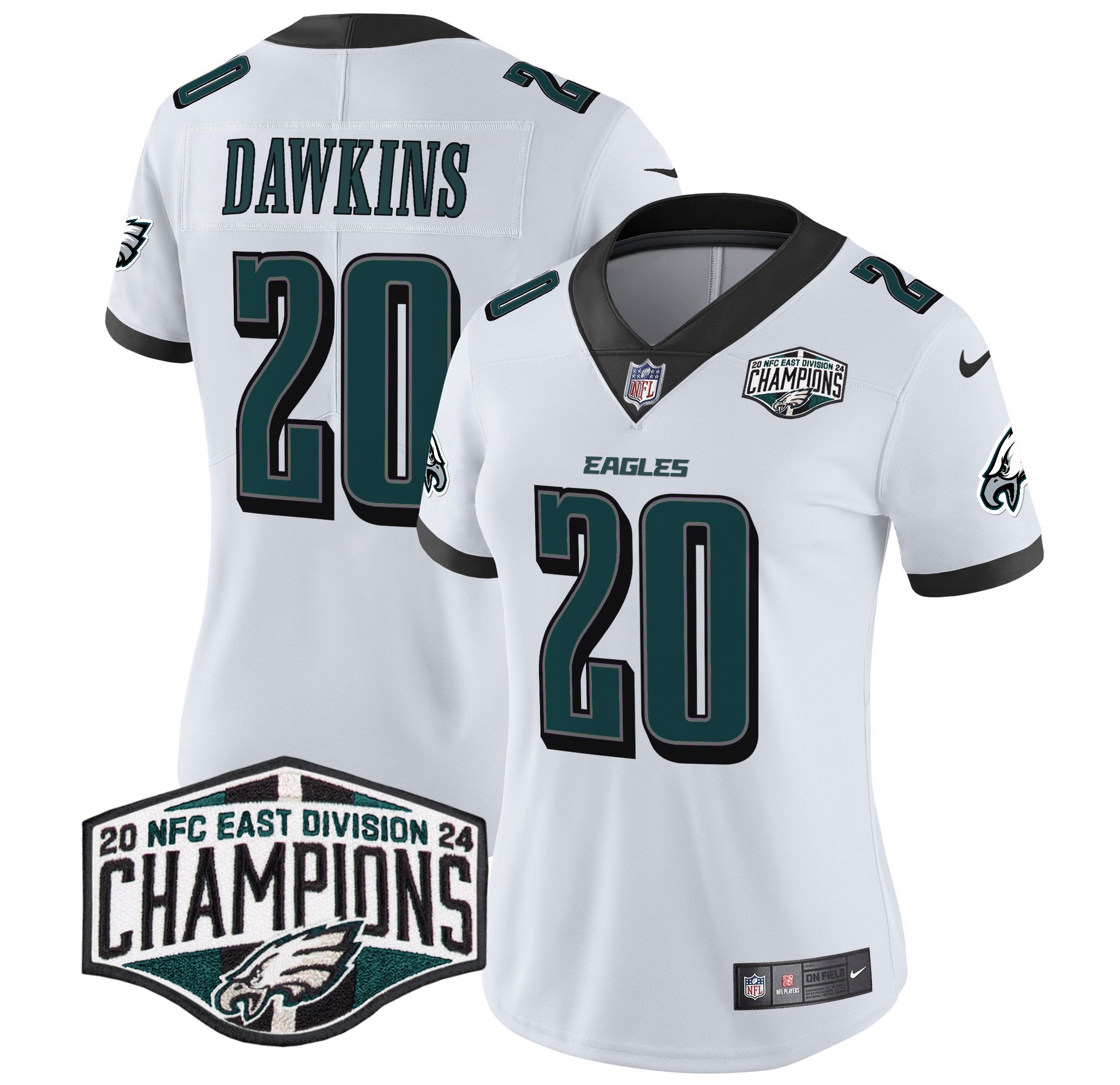 Brian Dawkins Women's Philadelphia Eagles 2024 NFC East Division Champions Vapor Limited White Jersey - All Stitched