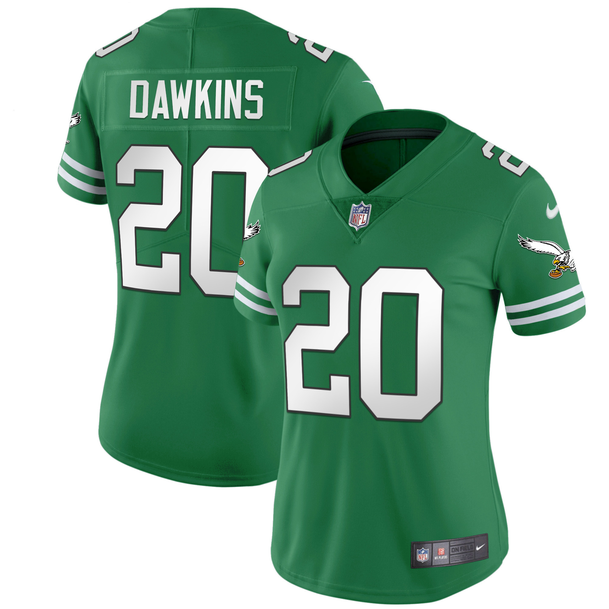 Brian Dawkins Women's Philadelphia Eagles Gold & Kelly Vapor Kelly Green Jersey - All Stitched