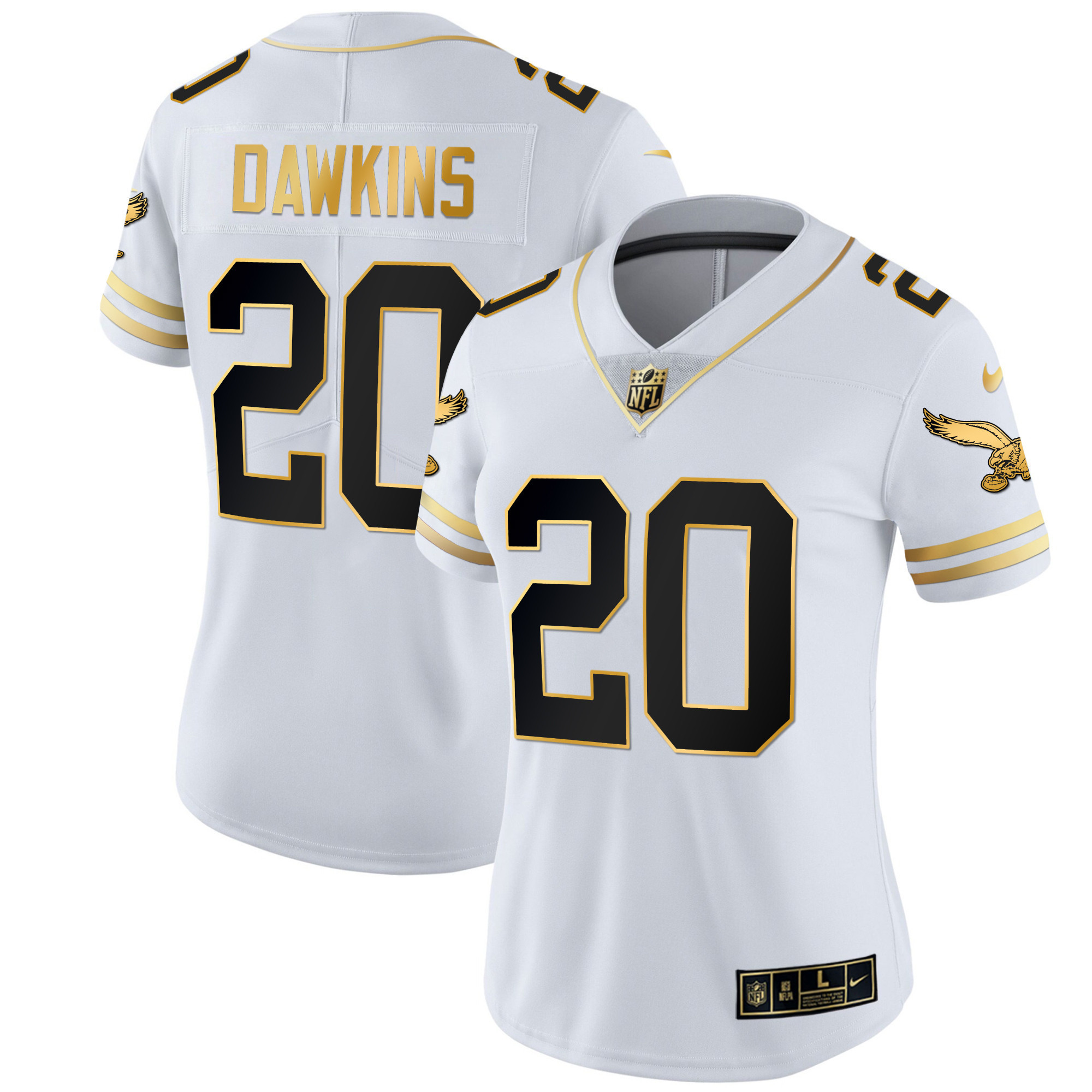 Brian Dawkins Women's Philadelphia Eagles Gold & Kelly Vapor White Gold Jersey - All Stitched