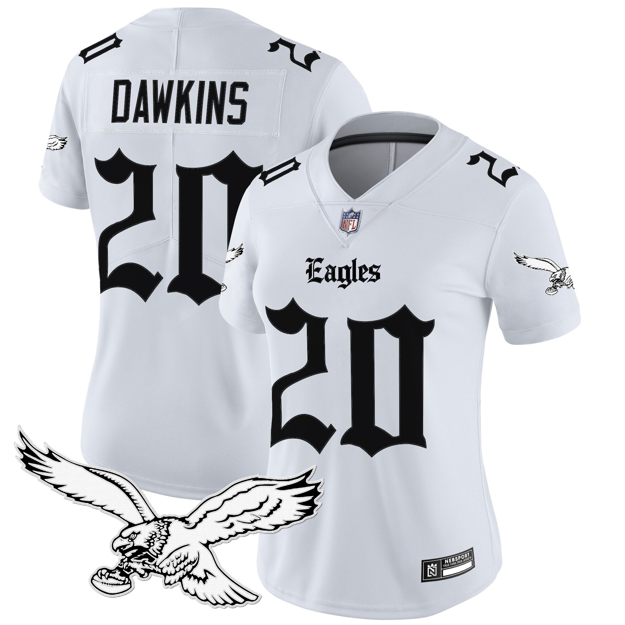 Brian Dawkins Women's Philadelphia Eagles 'Gothic Philly Edition' Vapor Limited White Jersey - All Stitched