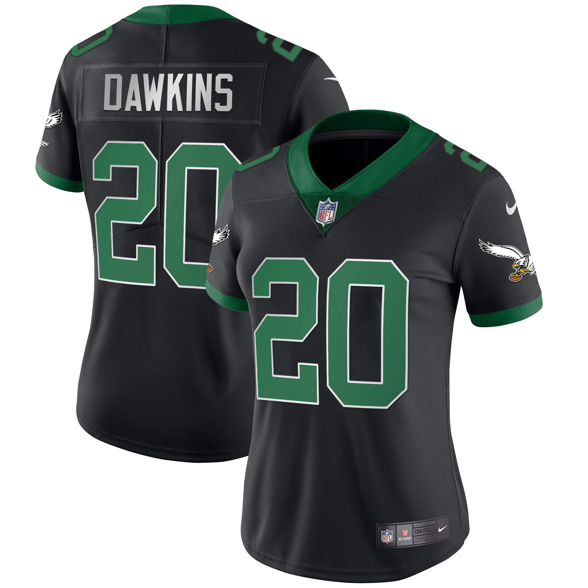 Brian Dawkins Women's Philadelphia Eagles Kelly Green Gold Black Jersey - All Stitched