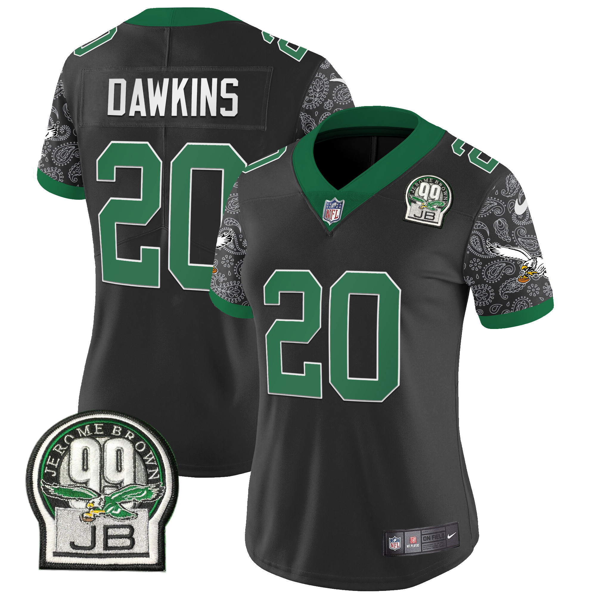 Brian Dawkins Women's Philadelphia Eagles Kelly Green Vapor Limited Black Jersey - All Stitched