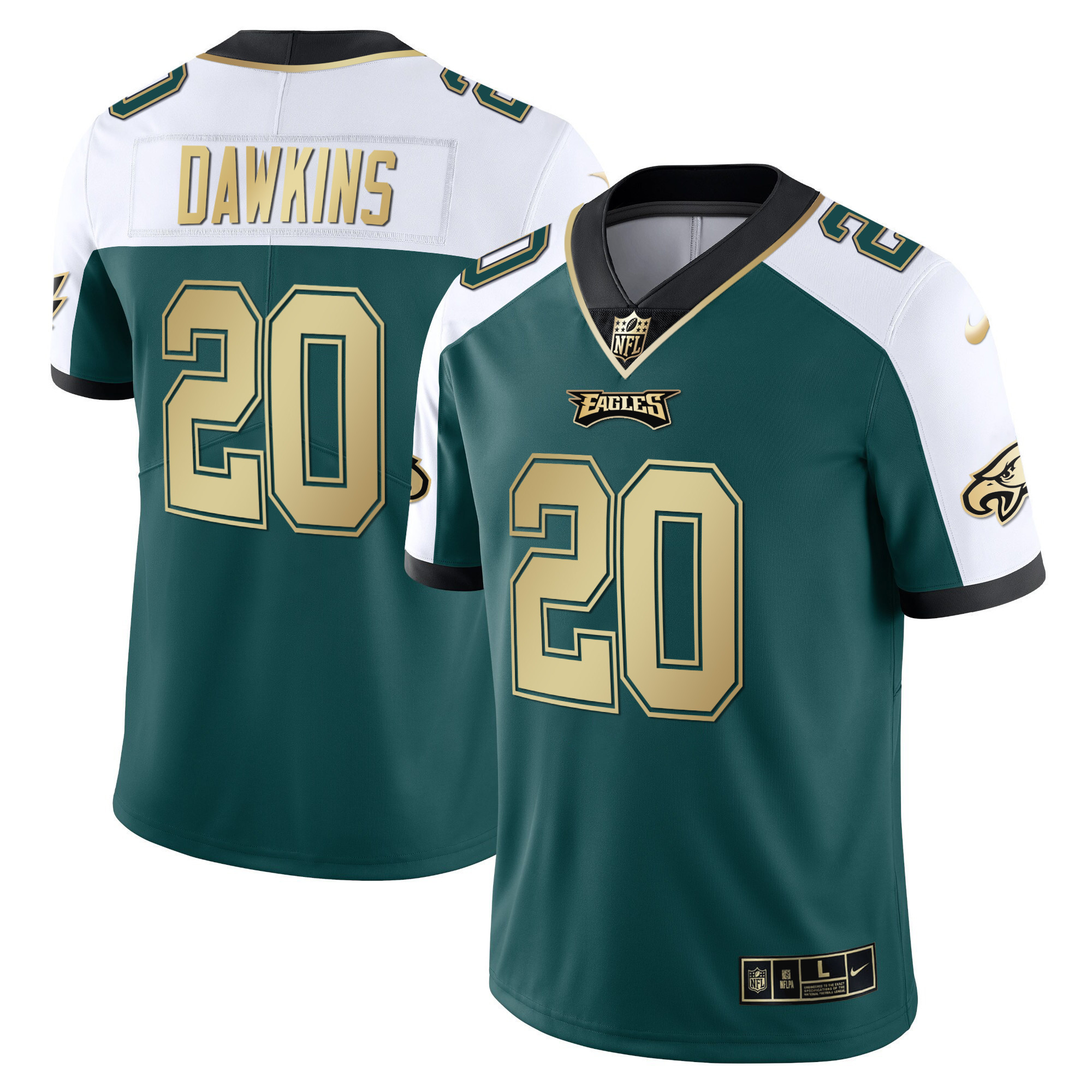Brian Dawkins Youth's Philadelphia Eagles Gold & Split Vapor - All Stitched Alternate Green Jersey - All Stitched