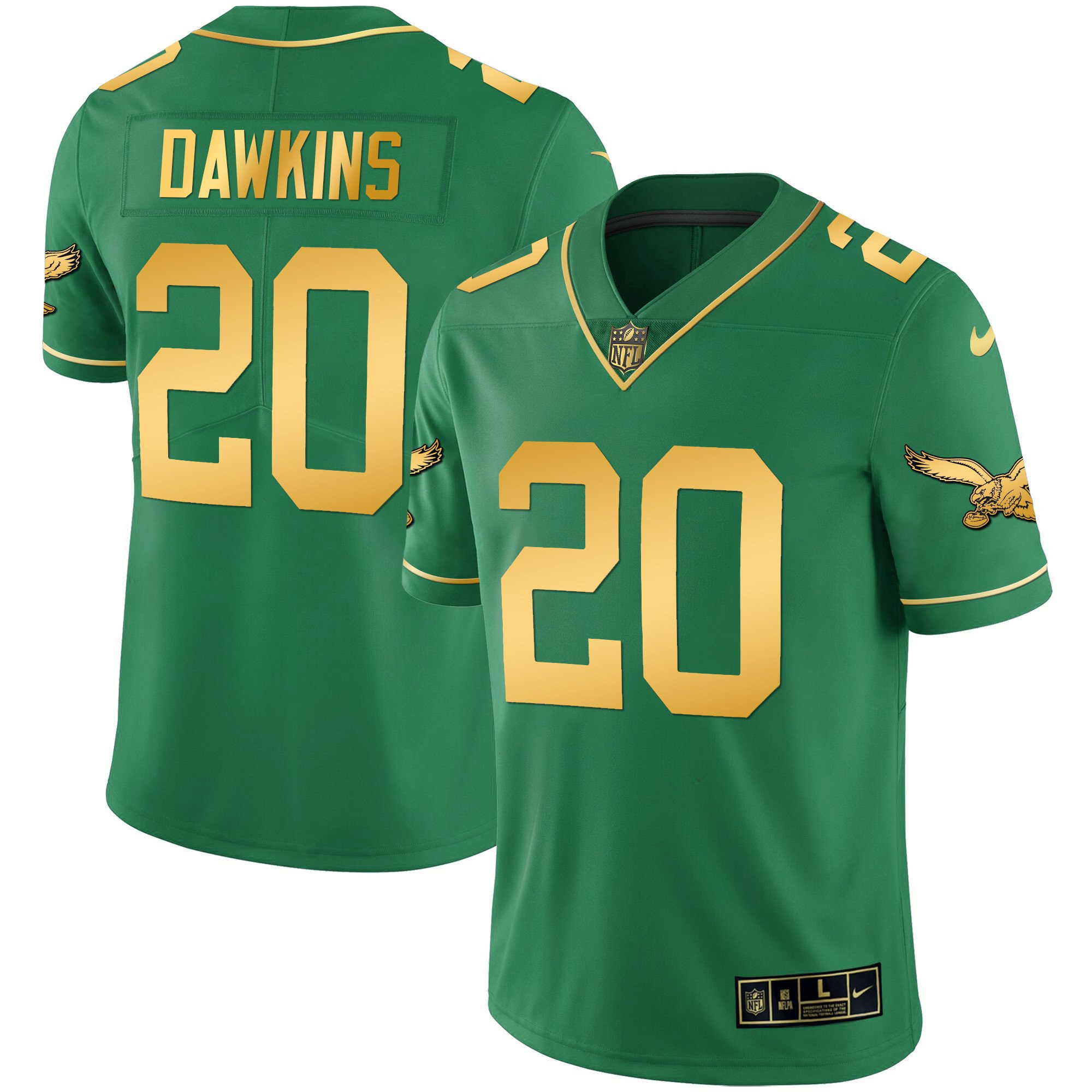 Brian Dawkins Youth's Philadelphia Eagles Kelly Green Gold Kelly Gold Jersey - All Stitched
