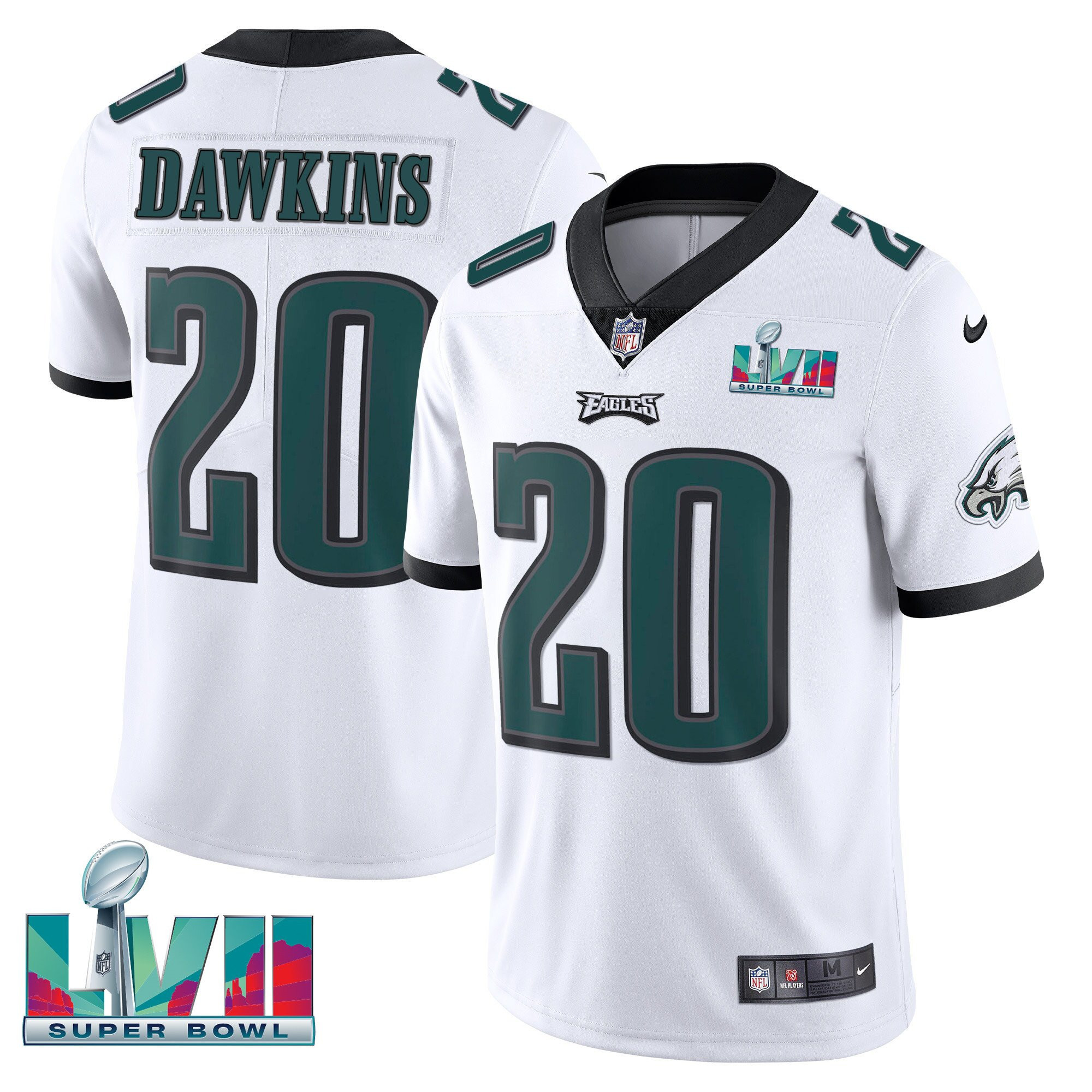 Brian Dawkins Youth's Philadelphia Eagles Super Bowl Patch Vapor White Jersey - All Stitched