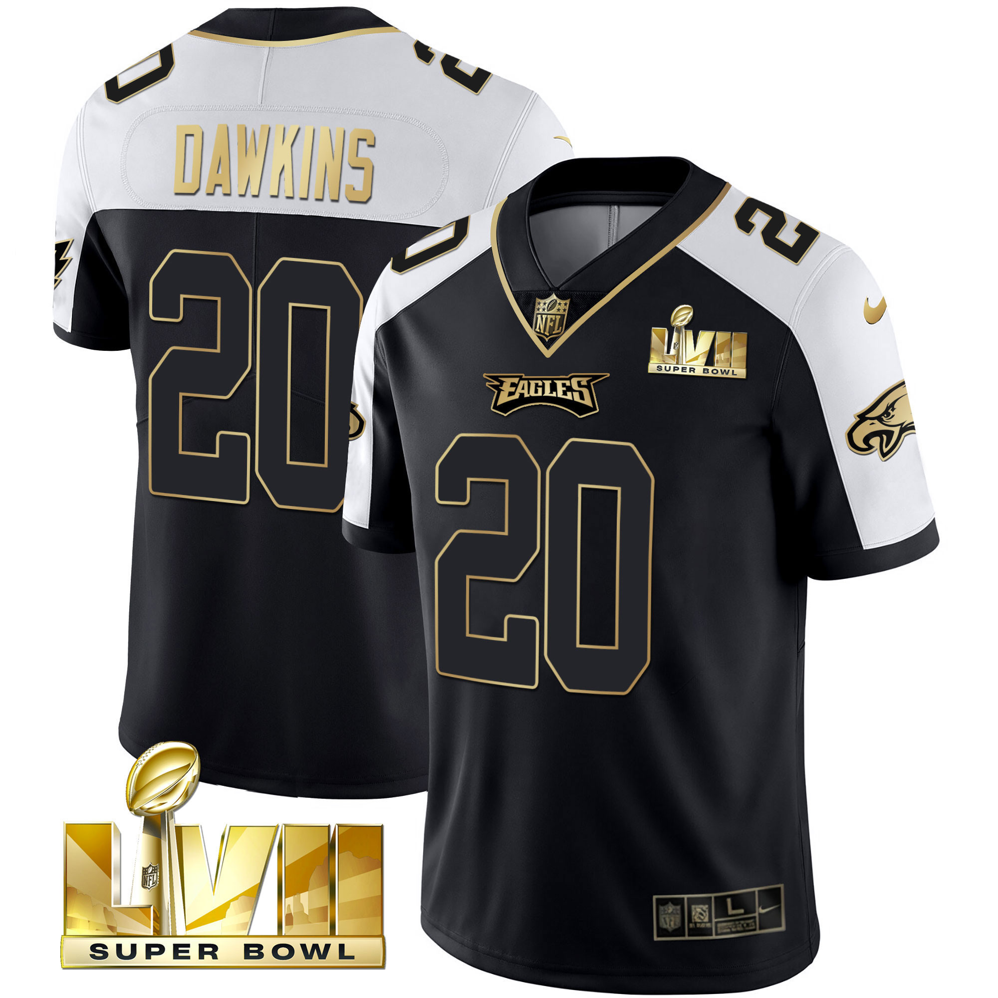 Brian Dawkins Youth's Philadelphia Eagles Super Bowl Vapor Gold Alternate Jersey - All Stitched
