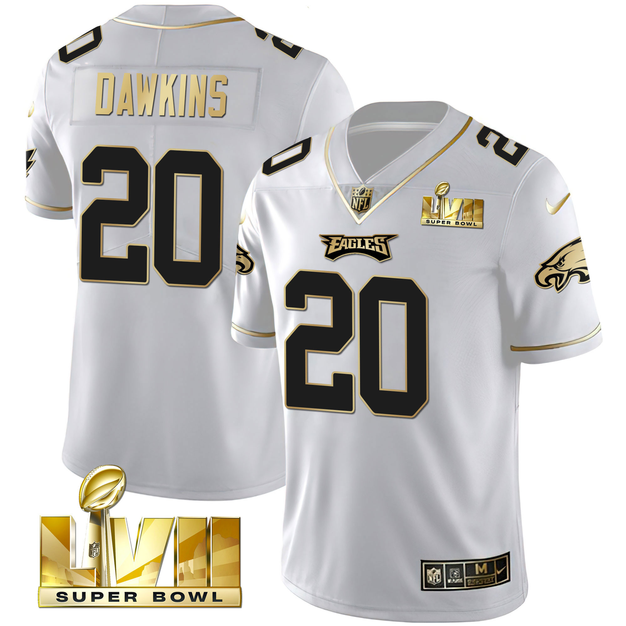 Brian Dawkins Youth's Philadelphia Eagles Super Bowl Vapor Gold White Gold Jersey - All Stitched