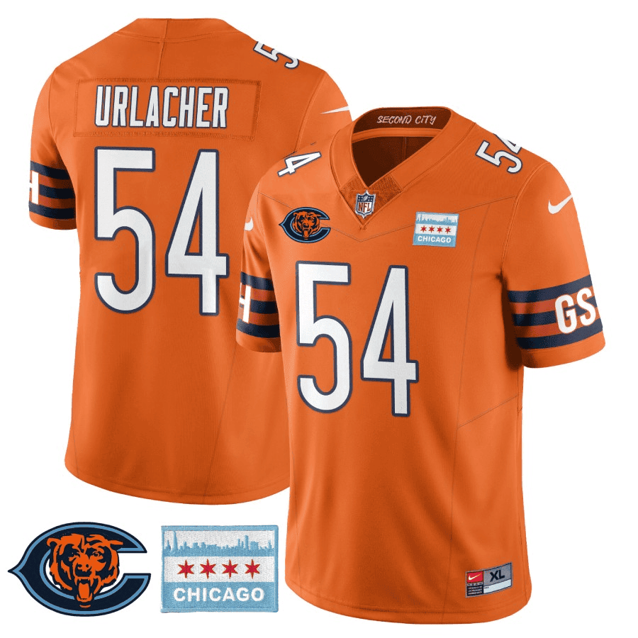 Brian Urlacher MenÃ¢â‚¬â„¢s Chicago Bears City Edition GSH Orange Jersey - All Stitched