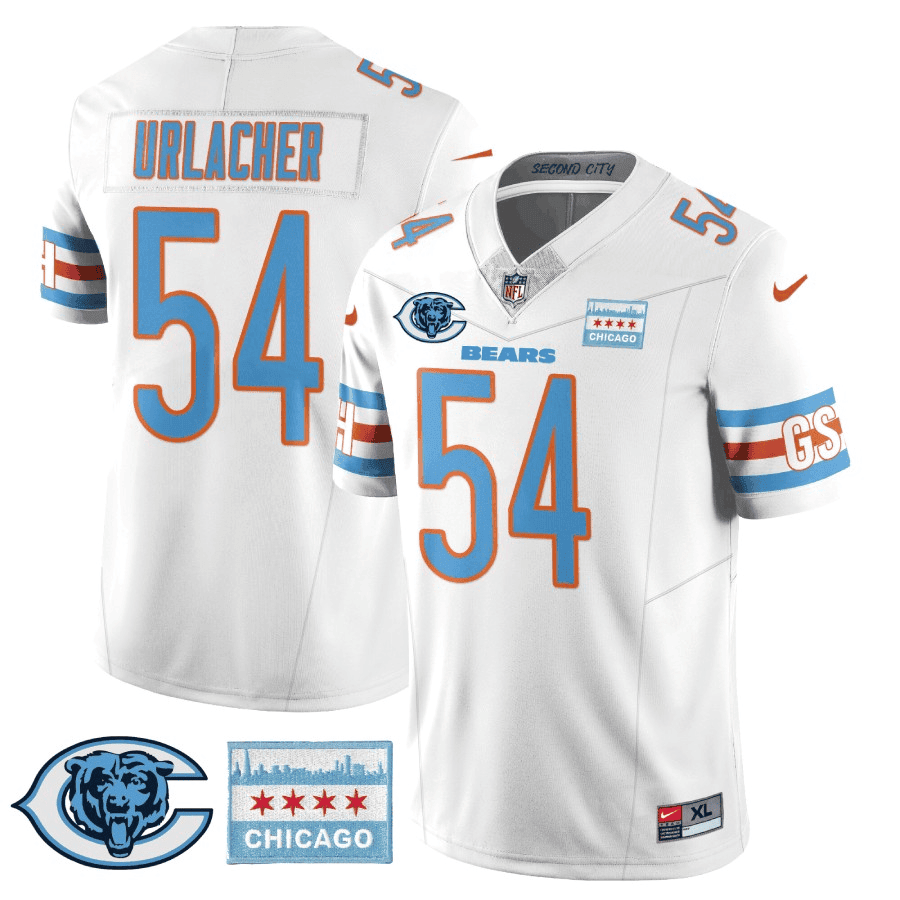 Brian Urlacher MenÃ¢â‚¬â„¢s Chicago Bears City Edition GSH White Jersey - All Stitched
