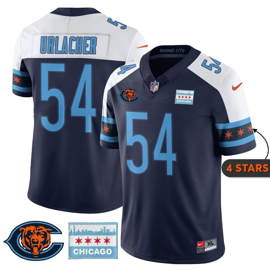 Brian Urlacher MenÃ¢â‚¬â„¢s Chicago Bears City Edition Navy Alternate Jersey - All Stitched