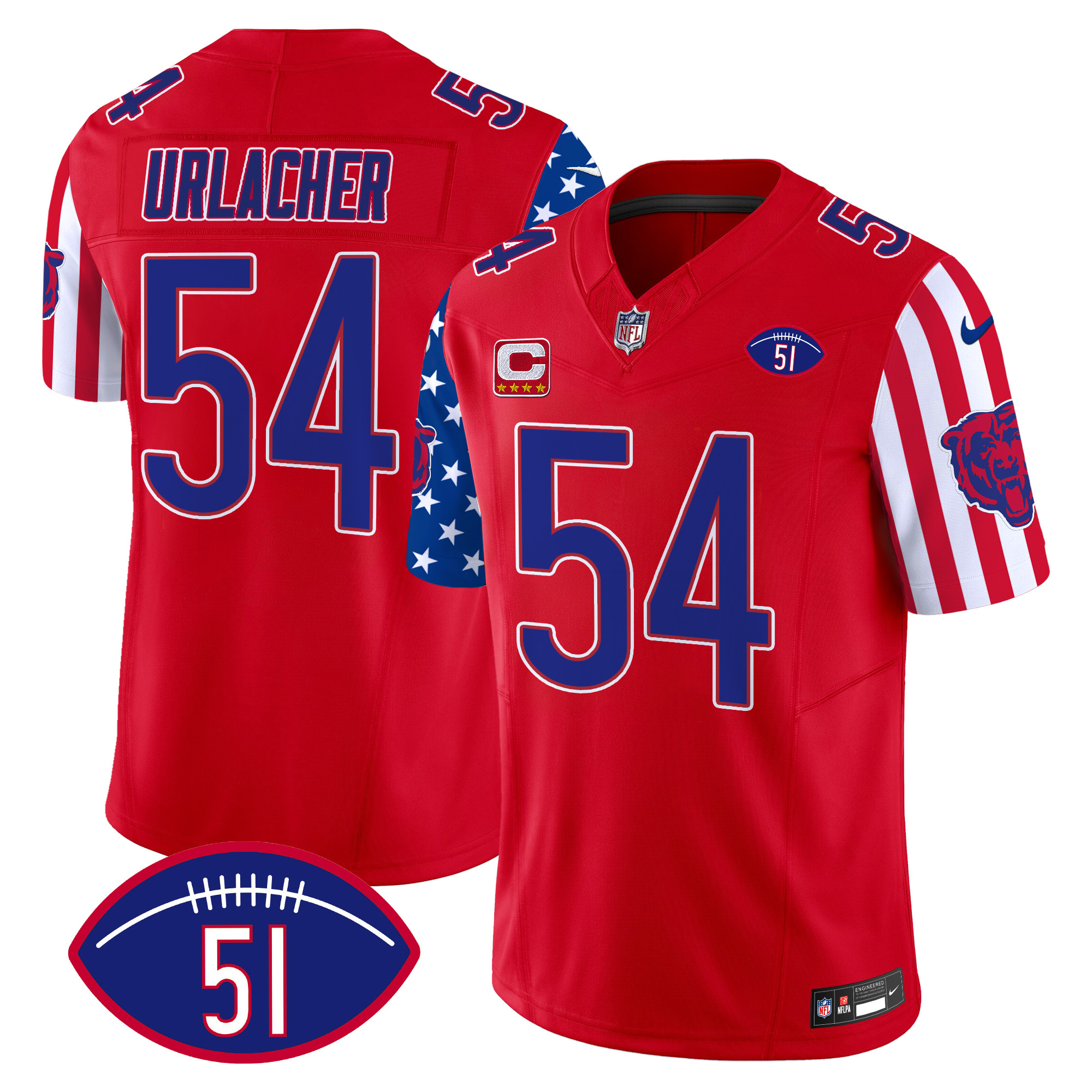 Brian Urlacher Men's Chicago Bears American Style Vapor Limited Red Jersey - All Stitched
