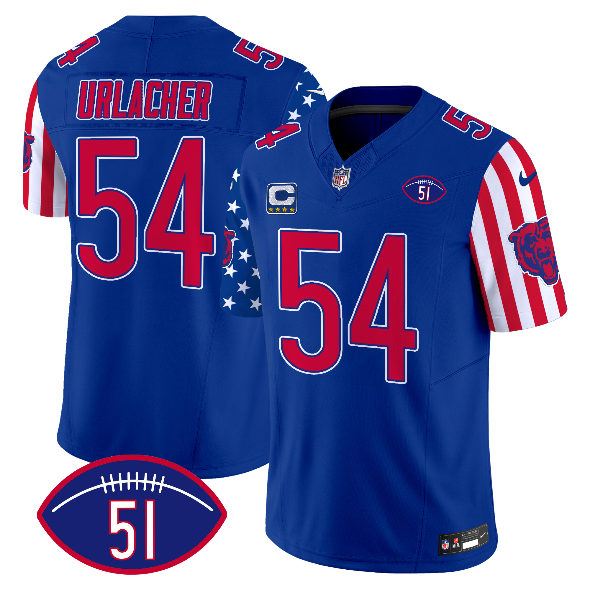 Brian Urlacher Men's Chicago Bears American Style Vapor Limited Royal Jersey - All Stitched