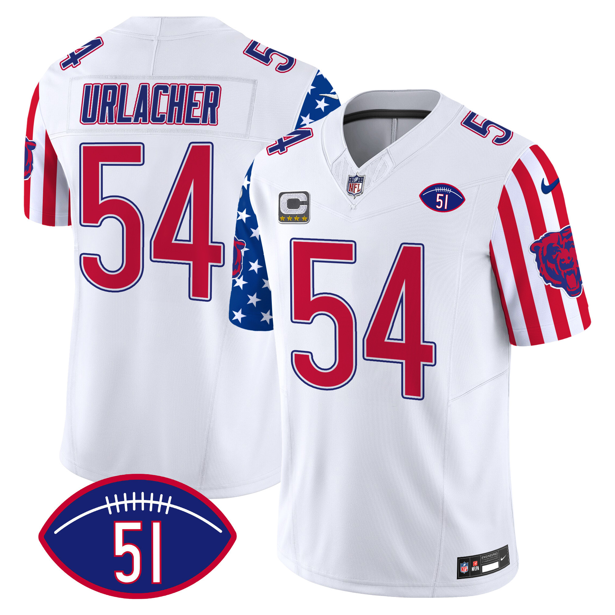 Brian Urlacher Men's Chicago Bears American Style Vapor Limited White Jersey - All Stitched