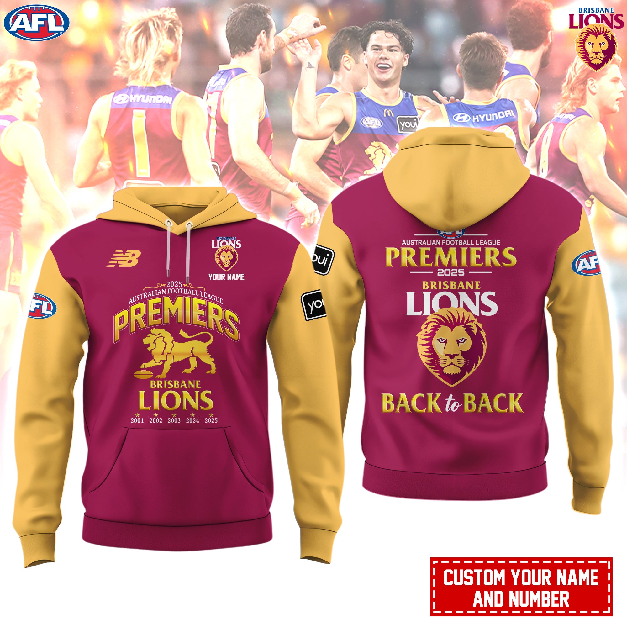Brisbane Lionsâ€“ AFL 2025 Champions Hoodie