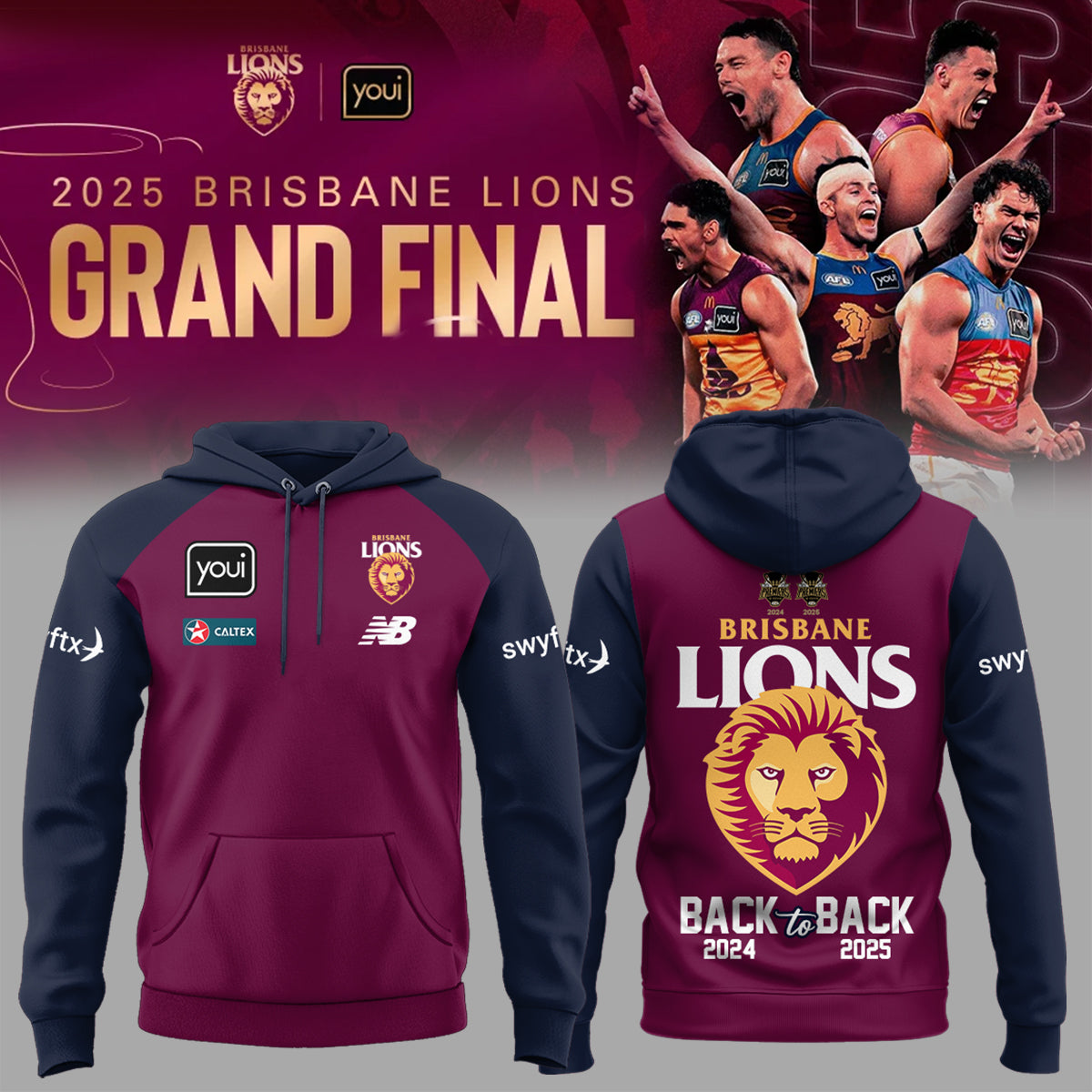 Brisbane Lionsâ€“ AFL 2025 Champions Hoodie