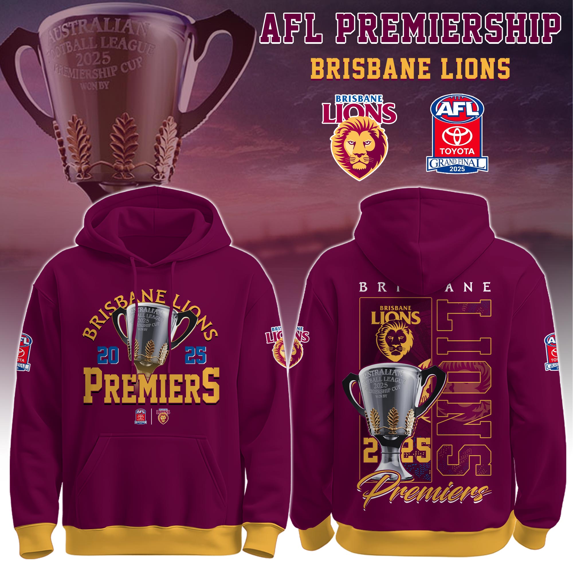 Brisbane Lionsâ€“ AFL 2025 Champions Hoodie