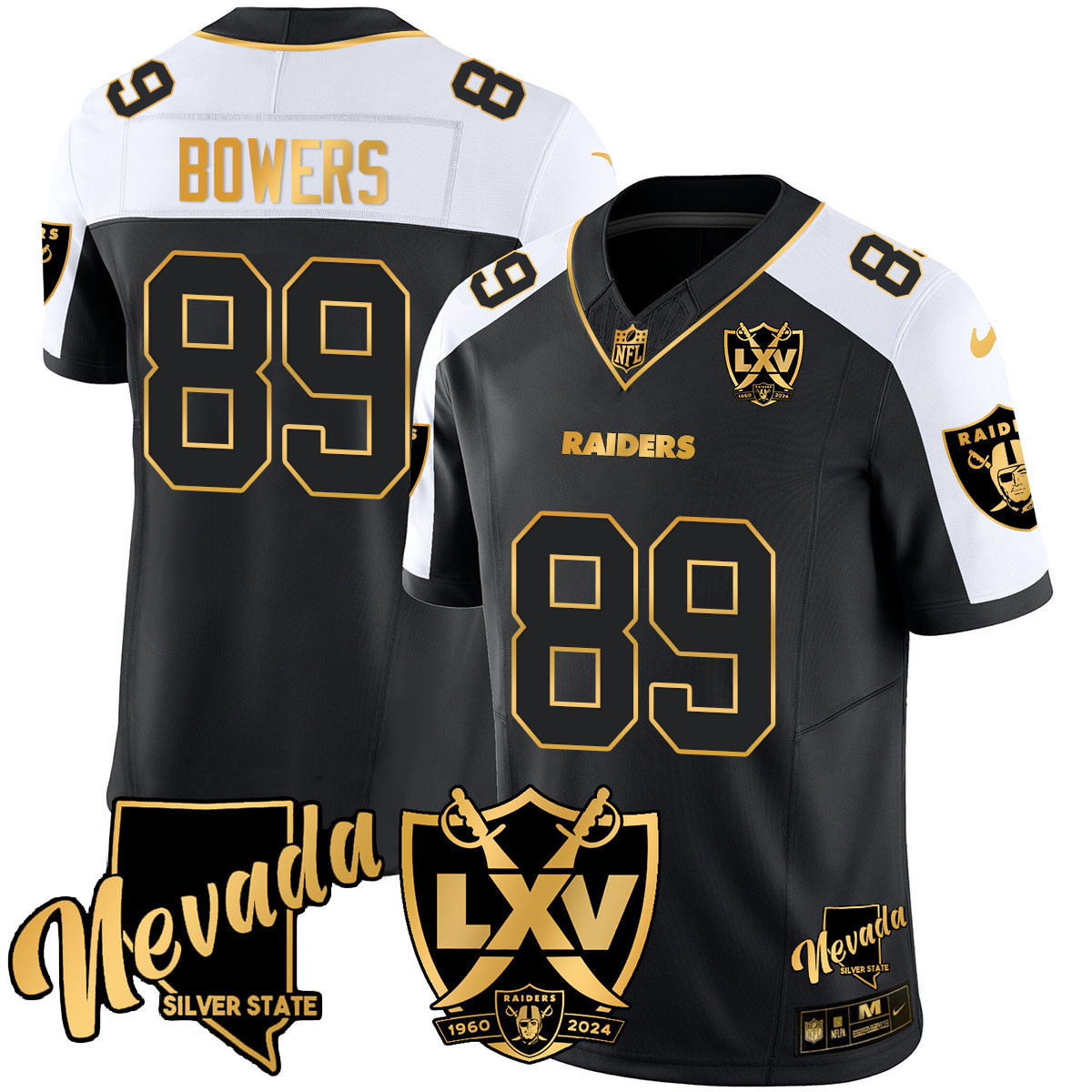 Brock Bowers Men's Las Vegas Raiders 2024 Gold Vapor Limited Black Alternate Jersey - All Stitched