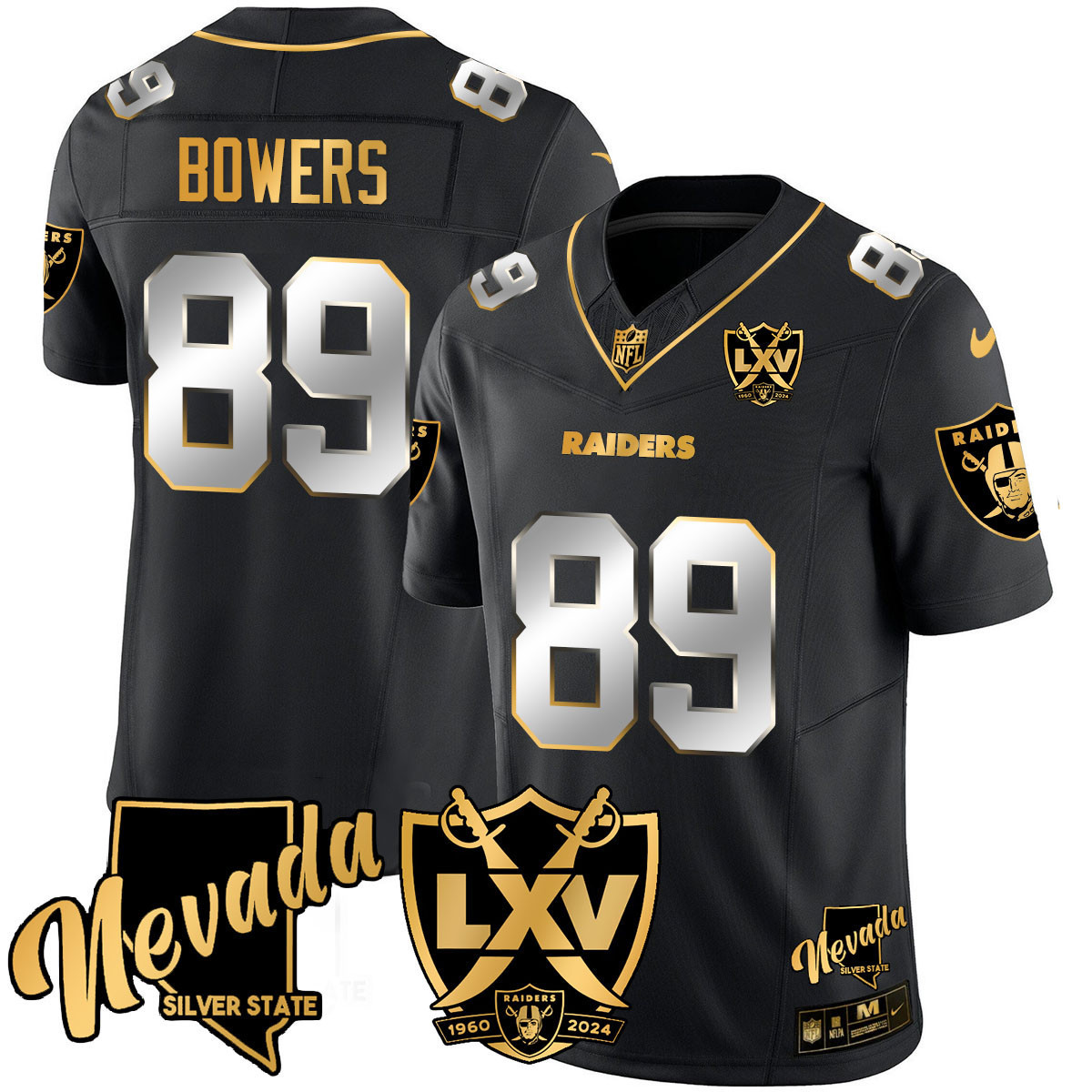 Brock Bowers Men's Las Vegas Raiders 2024 Gold Vapor Limited Black Limited Jersey - All Stitched