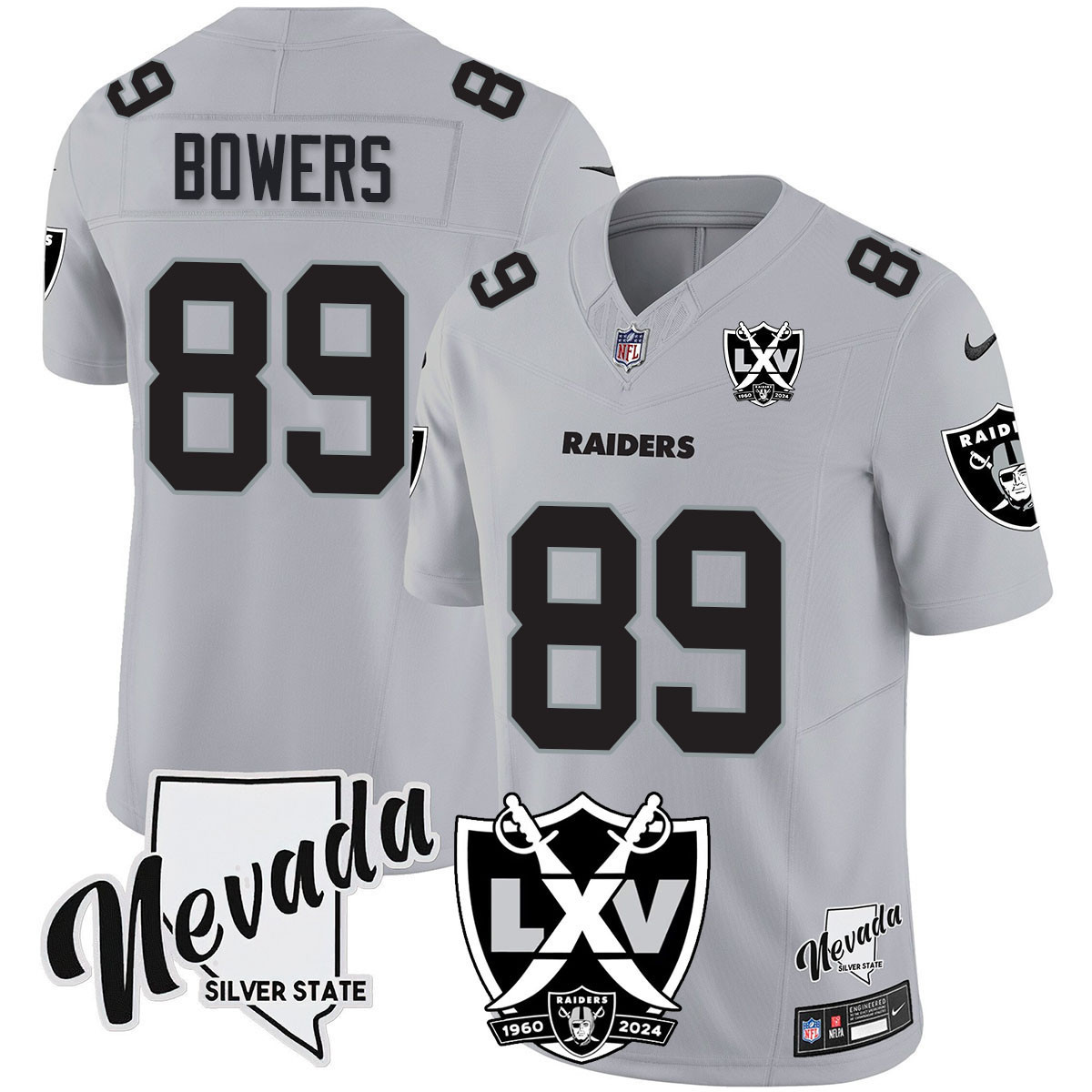Brock Bowers Men's Las Vegas Raiders 2024 Vapor Limited Silver Jersey - All Stitched