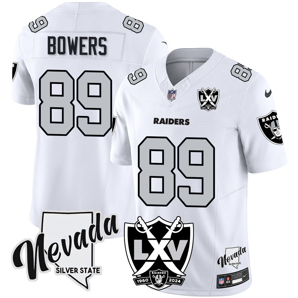 Brock Bowers Men's Las Vegas Raiders 2024 Vapor Limited White Jersey - All Stitched