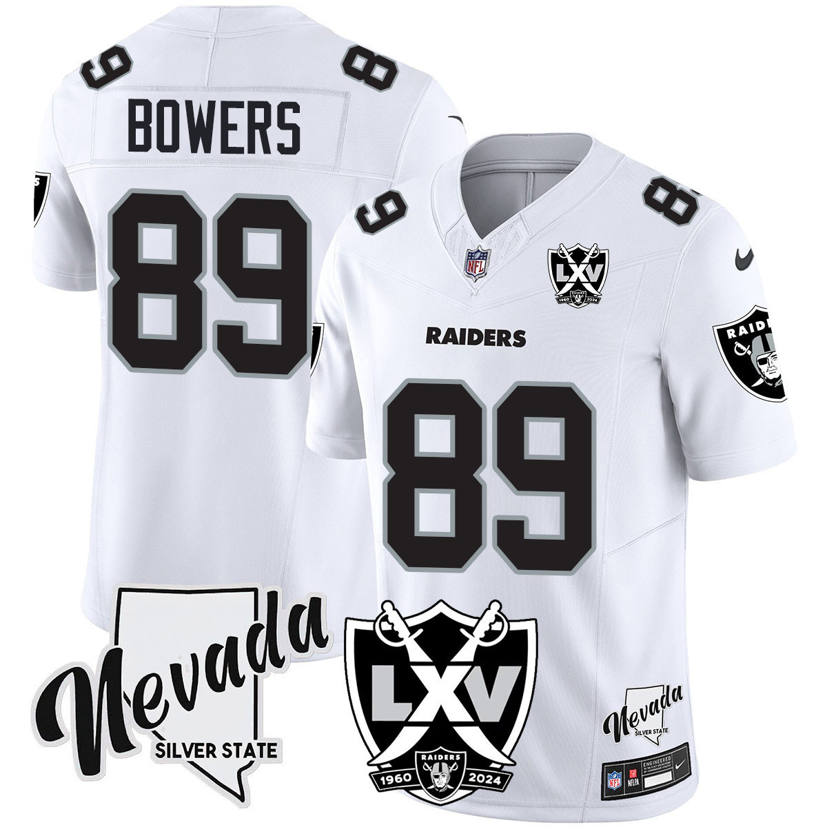 Brock Bowers Men's Las Vegas Raiders 2024 Vapor Limited White Limited Jersey - All Stitched