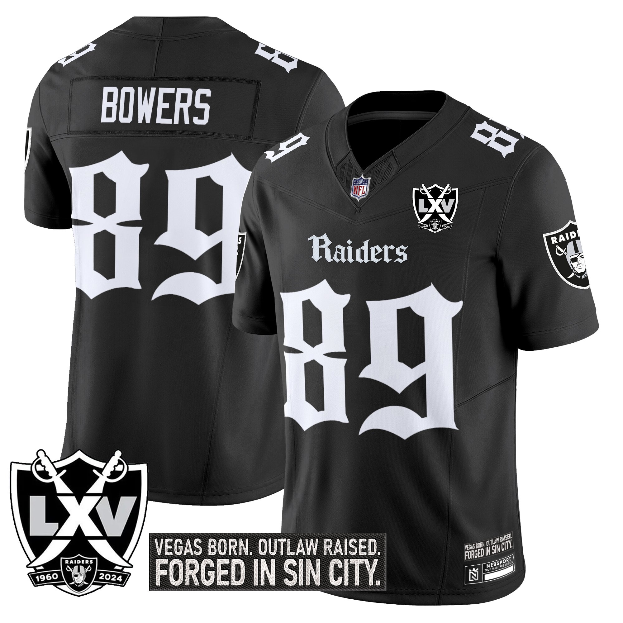 Brock Bowers Men's Las Vegas Raiders 'Gothic Sin City Shadows Edition' Vapor Limited Black Jersey - All Stitched