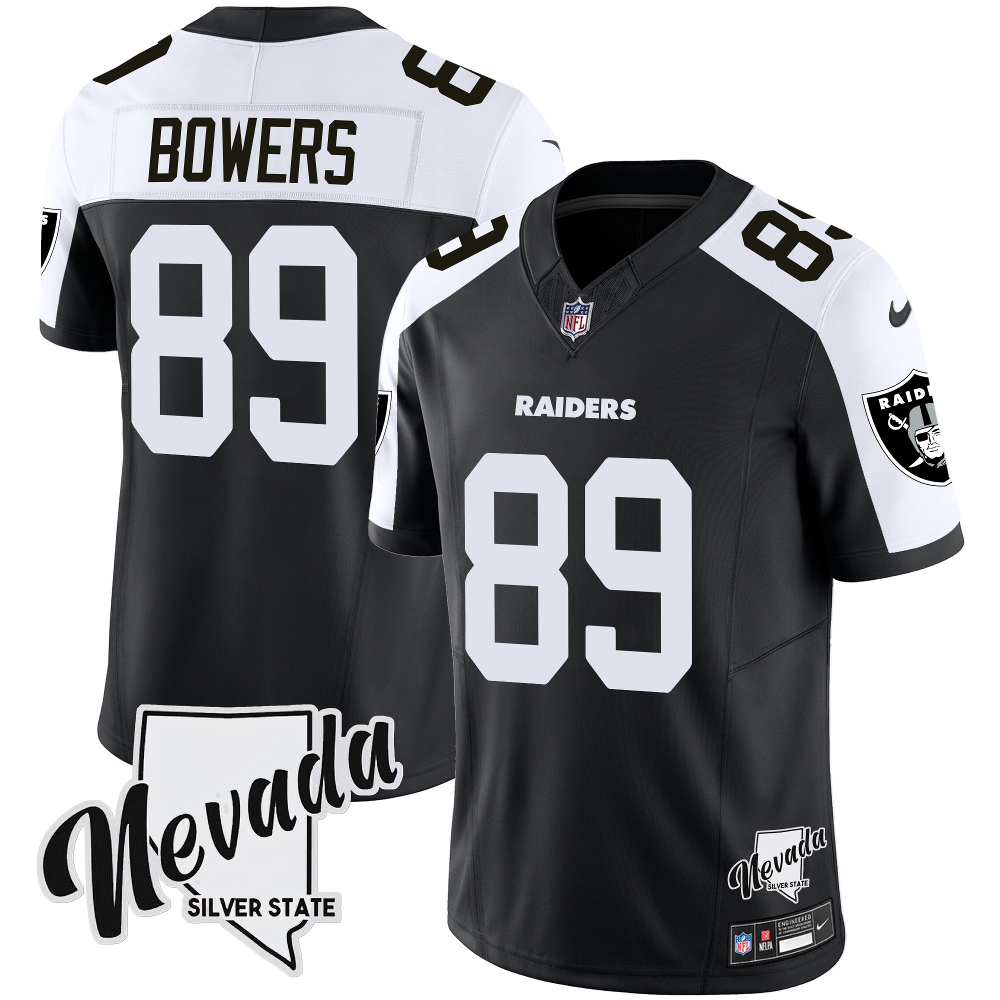 Brock Bowers Men's Las Vegas Raiders Nevada Silver State Patch Vapor Black Alternate Jersey - All Stitched