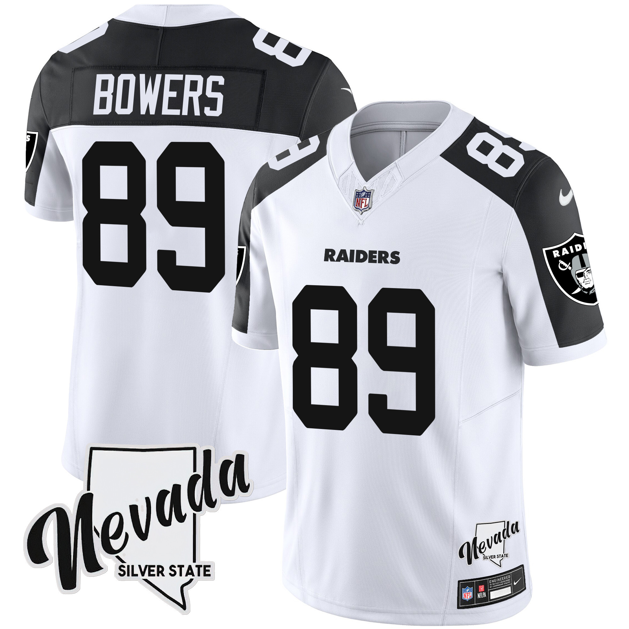 Brock Bowers Men's Las Vegas Raiders Nevada Silver State Patch Vapor Inverted Jersey - All Stitched
