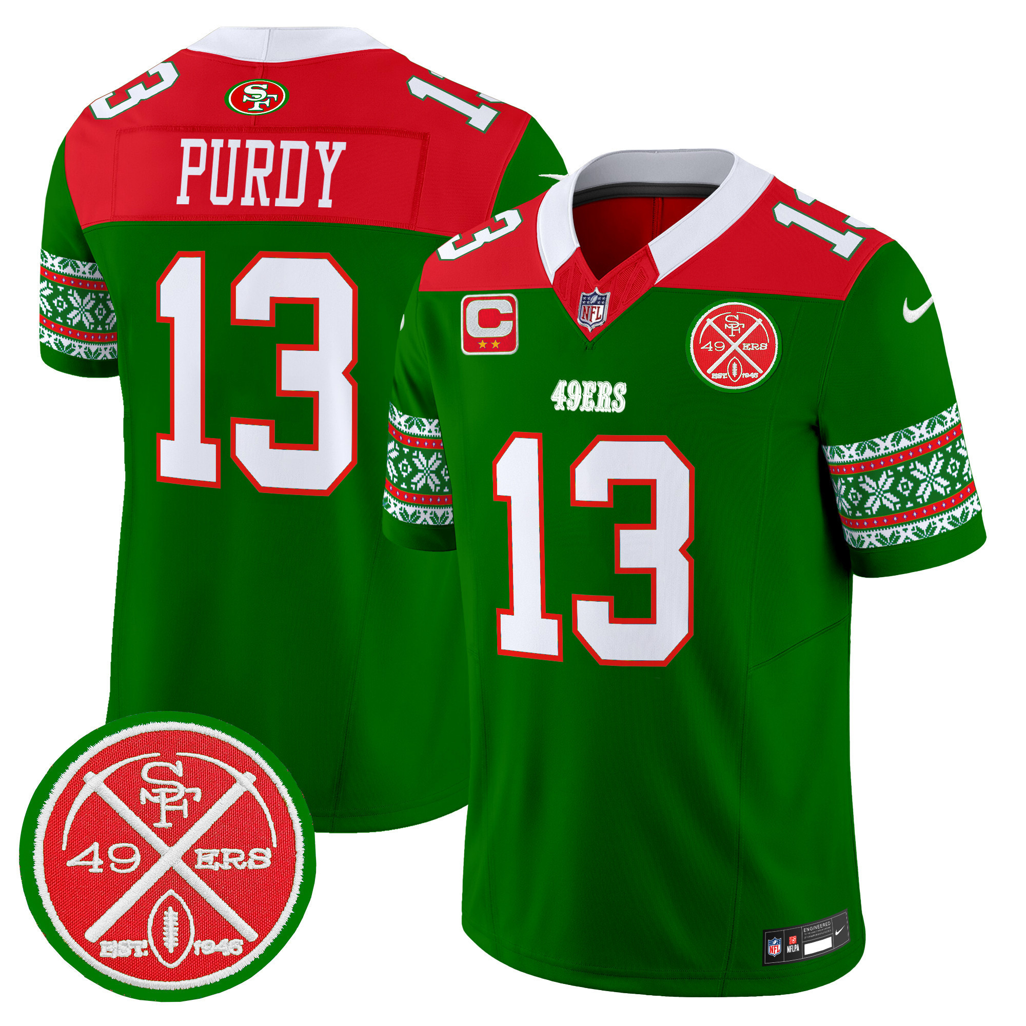 Brock Purdy Men's San Francisco 49ers 2024 Christmas Vapor Limited Green Jersey - All Stitched