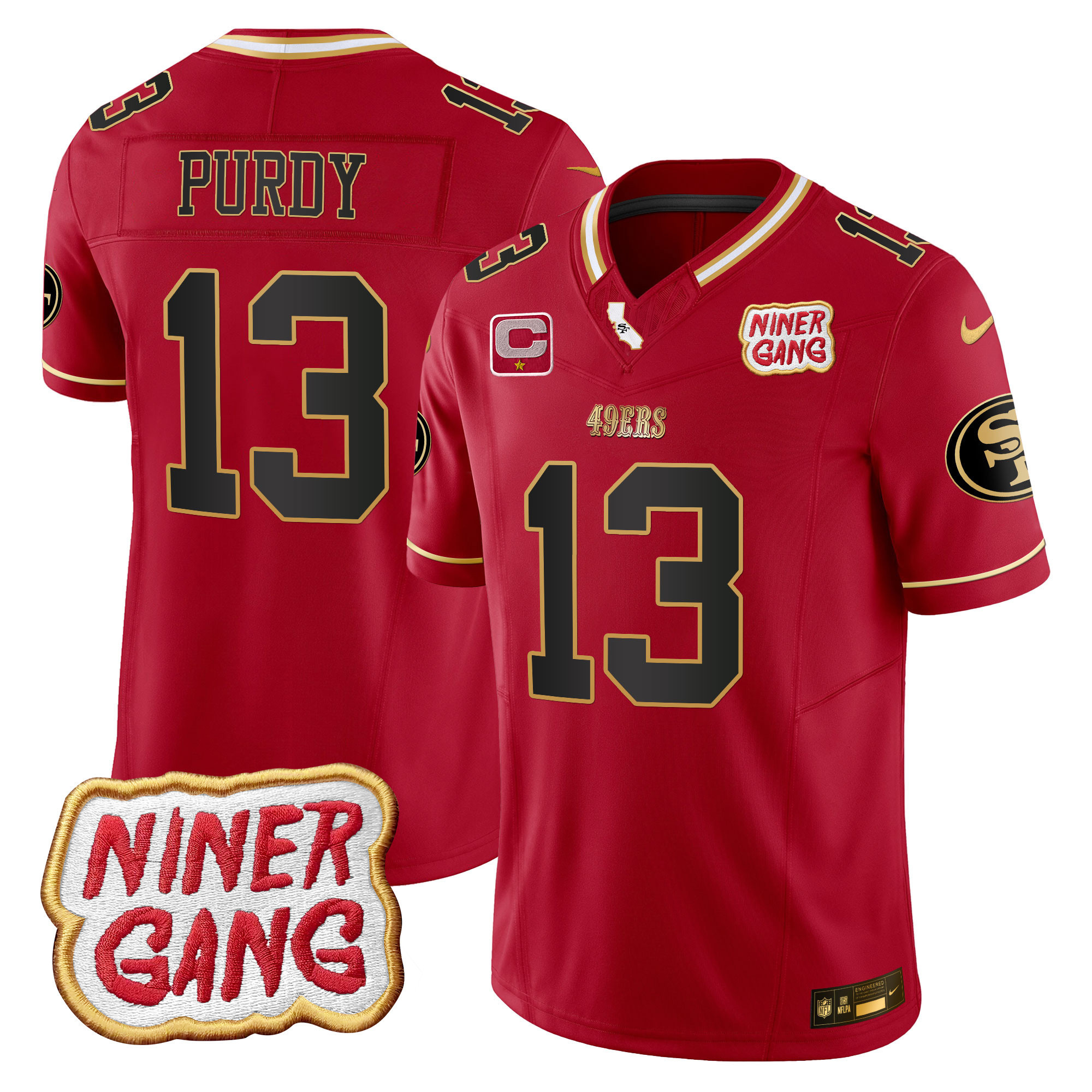 Brock Purdy Men's San Francisco 49ers 2024 Niner Gang Patch Vapor Scarlet Limited Jersey - All Stitched