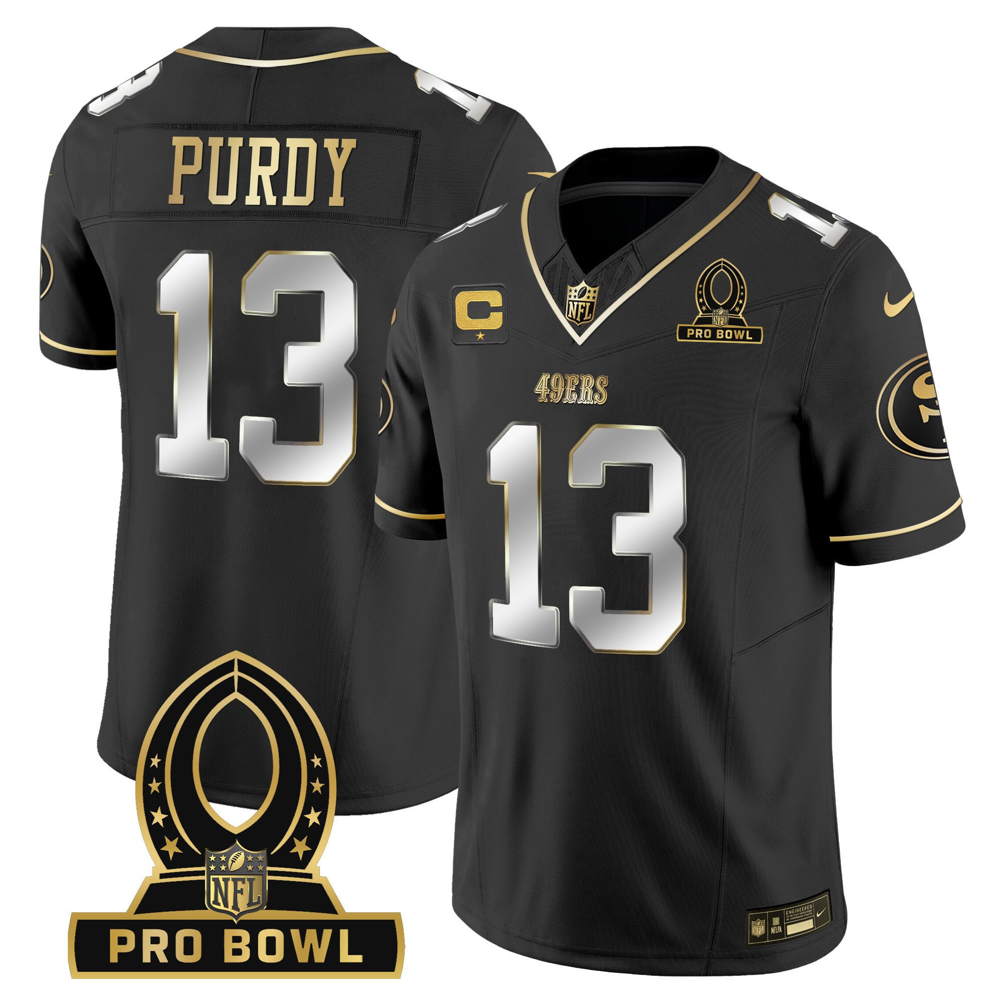 Brock Purdy San Francisco 49ers 2024 Pro Bowl Patch Vapor Black Limited Jersey - All Stitched