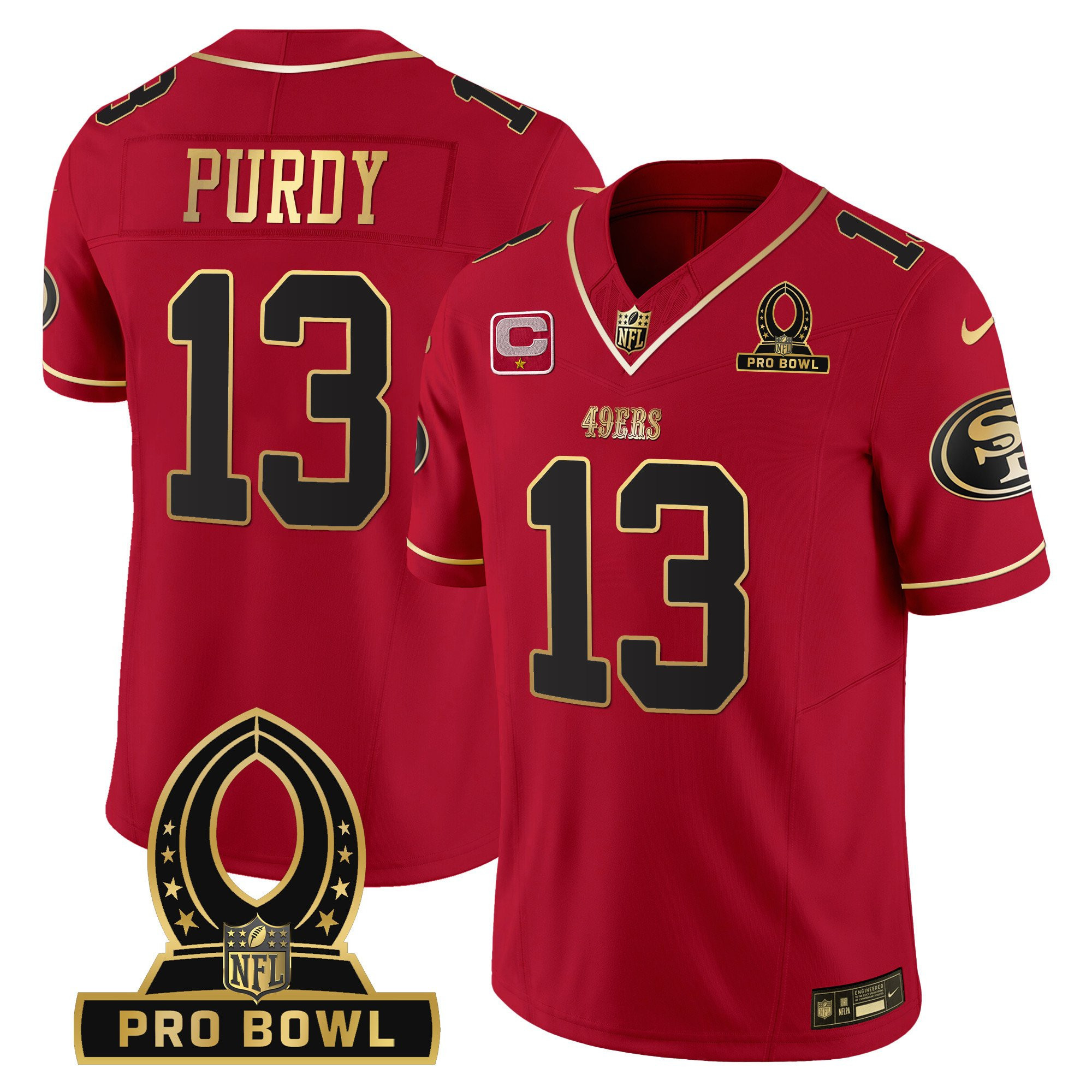 Brock Purdy San Francisco 49ers 2024 Pro Bowl Patch Vapor Scarlet Limited Jersey - All Stitched