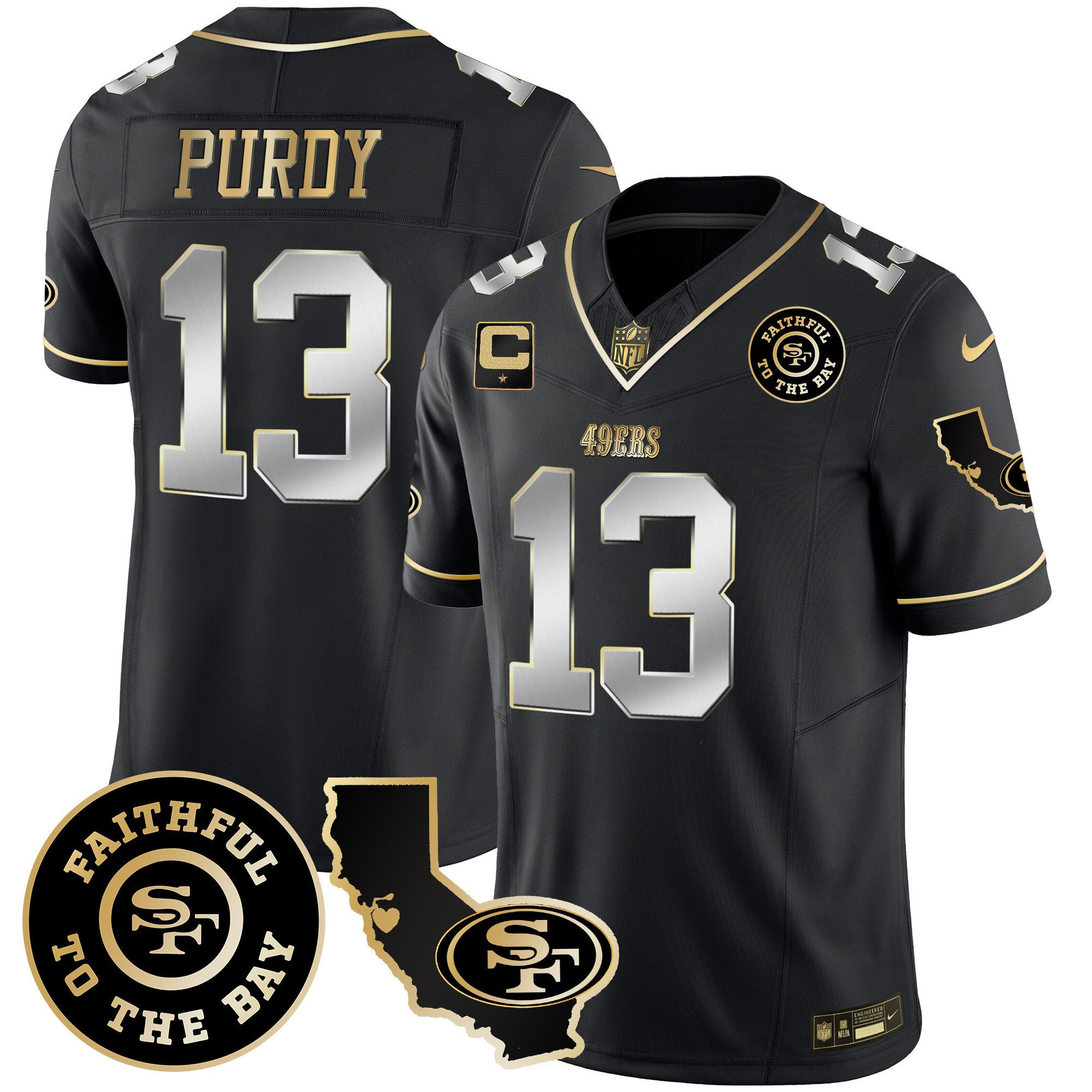 Brock Purdy San Francisco 49ers Faithful & California Patch Vapor Black Jersey - All Stitched