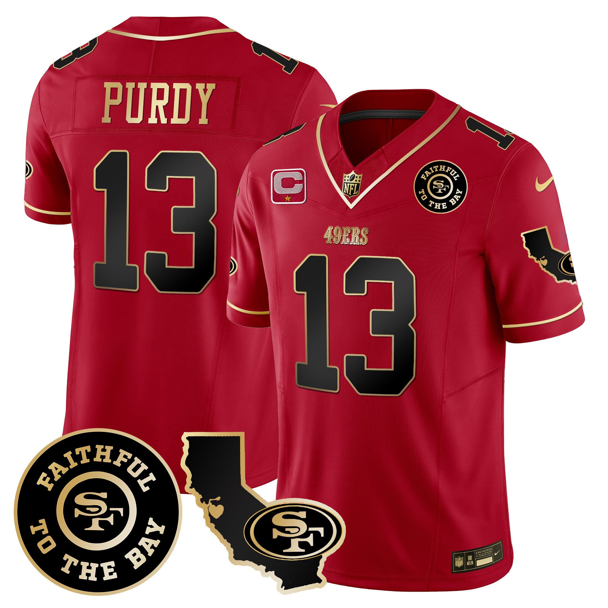 Brock Purdy San Francisco 49ers Faithful & California Patch Vapor Red Jersey - All Stitched