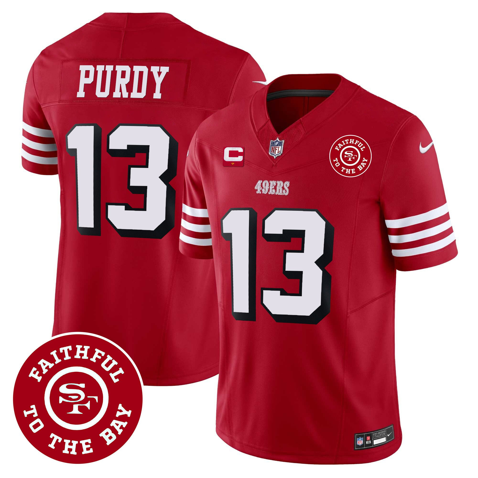 Brock Purdy San Francisco 49ers Faithful To The Bay Patch Vapor Red Jersey - All Stitched
