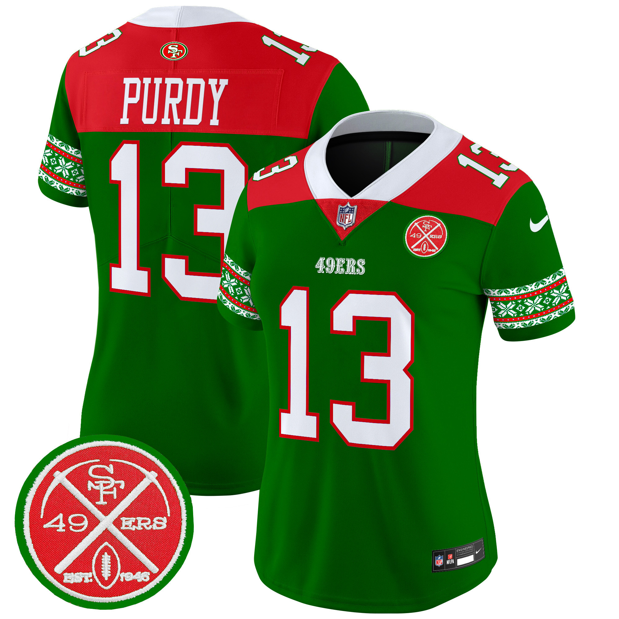 Brock Purdy Women's San Francisco 49ers 2024 Christmas Vapor Limited Green Jersey - All Stitched