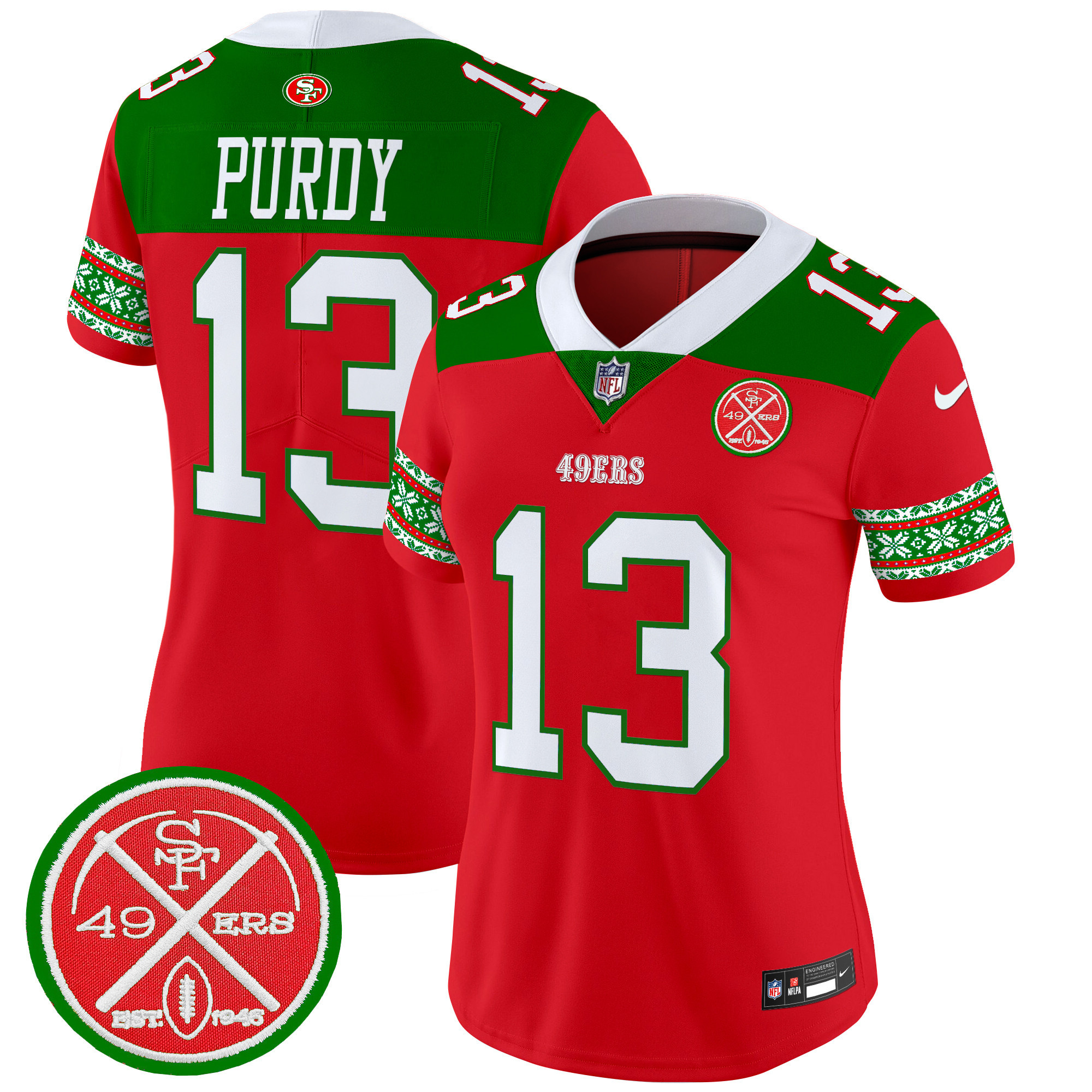 Brock Purdy Women's San Francisco 49ers 2024 Christmas Vapor Limited Red Jersey - All Stitched