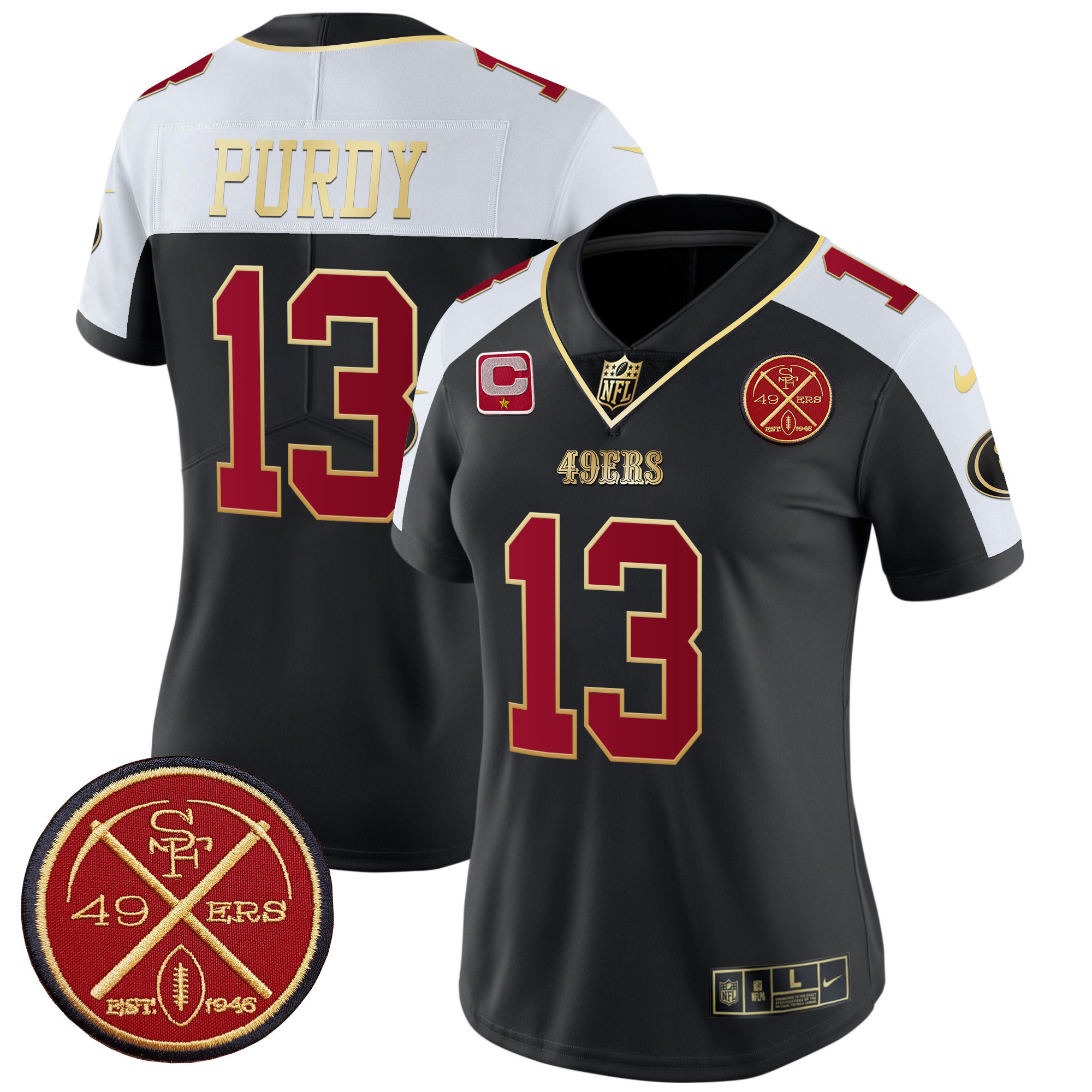 Brock Purdy Women's San Francisco 49ers Est.1946 Patch Vapor Limited Black Alternate Jersey - All Stitched